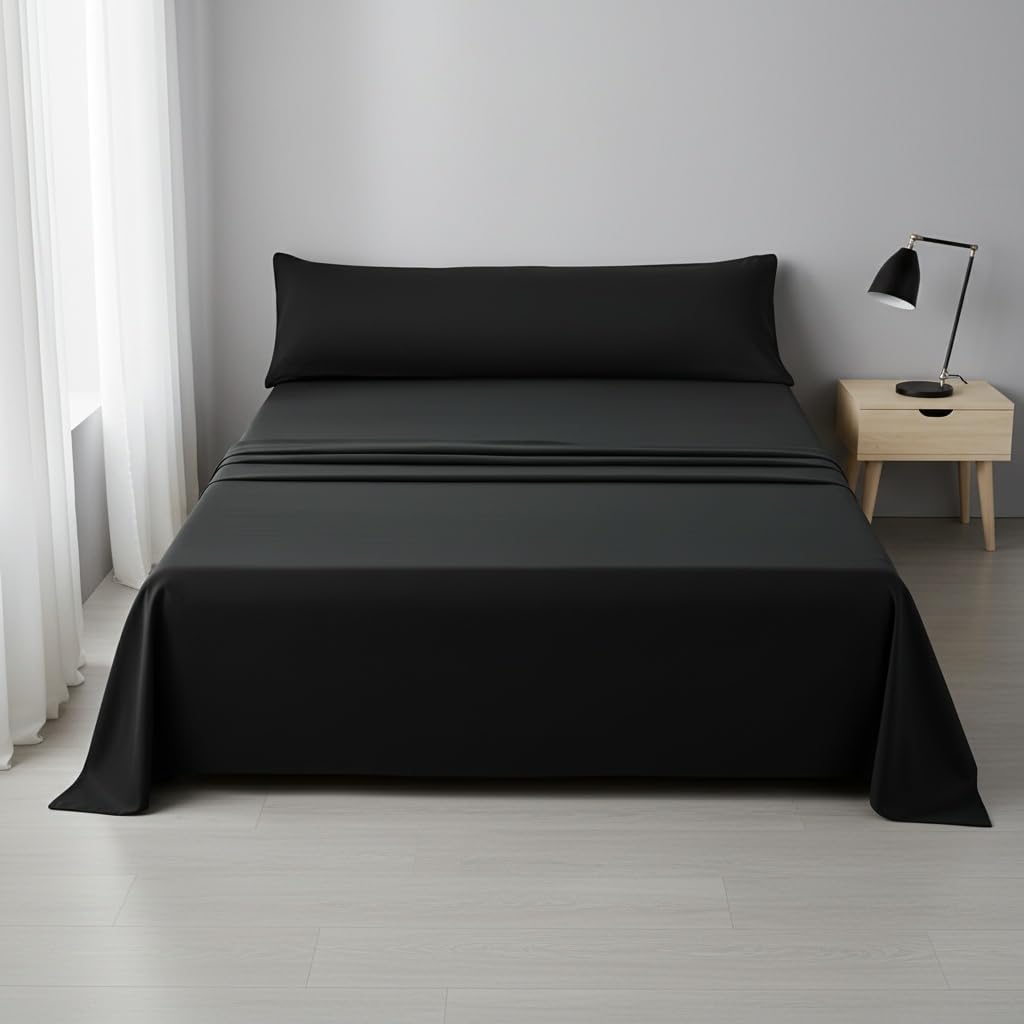 Juego de Sábanas para Cama90cm,100/105cm,135/140cm,150cm,180cm Lisa, 3 Piezas Incluye: Sábana Bajera, Sábana Encimera y Funda de Almohada - Suave y Fresca, Fácil de Lavar