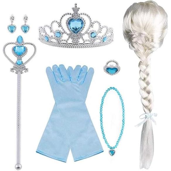 Tiara de princesa Elsa, corona de tiara y varita de hada, conjunto de accesorios de vestir de Elsa para fiesta, cosplay