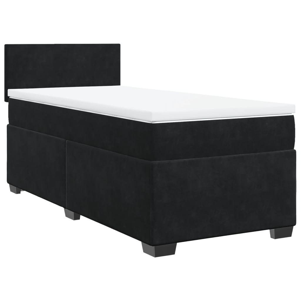 vidaXL Cama box spring con colchón terciopelo negro 90x200 cm
