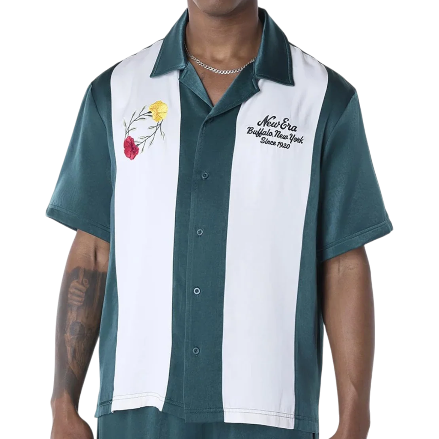 Camisa New Era Revere Dark Verde Hombre Moderno, Ropa casual 100% Algodón