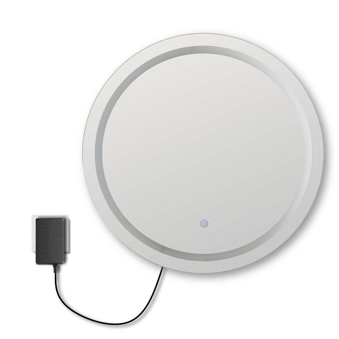 Espejo de pared redondo sin marco para baño con luz LED de 60 cm Luz blanca 4500K con botón táctil y enchufe europeo. Decora tu vestidor con estilo. LOLAhome