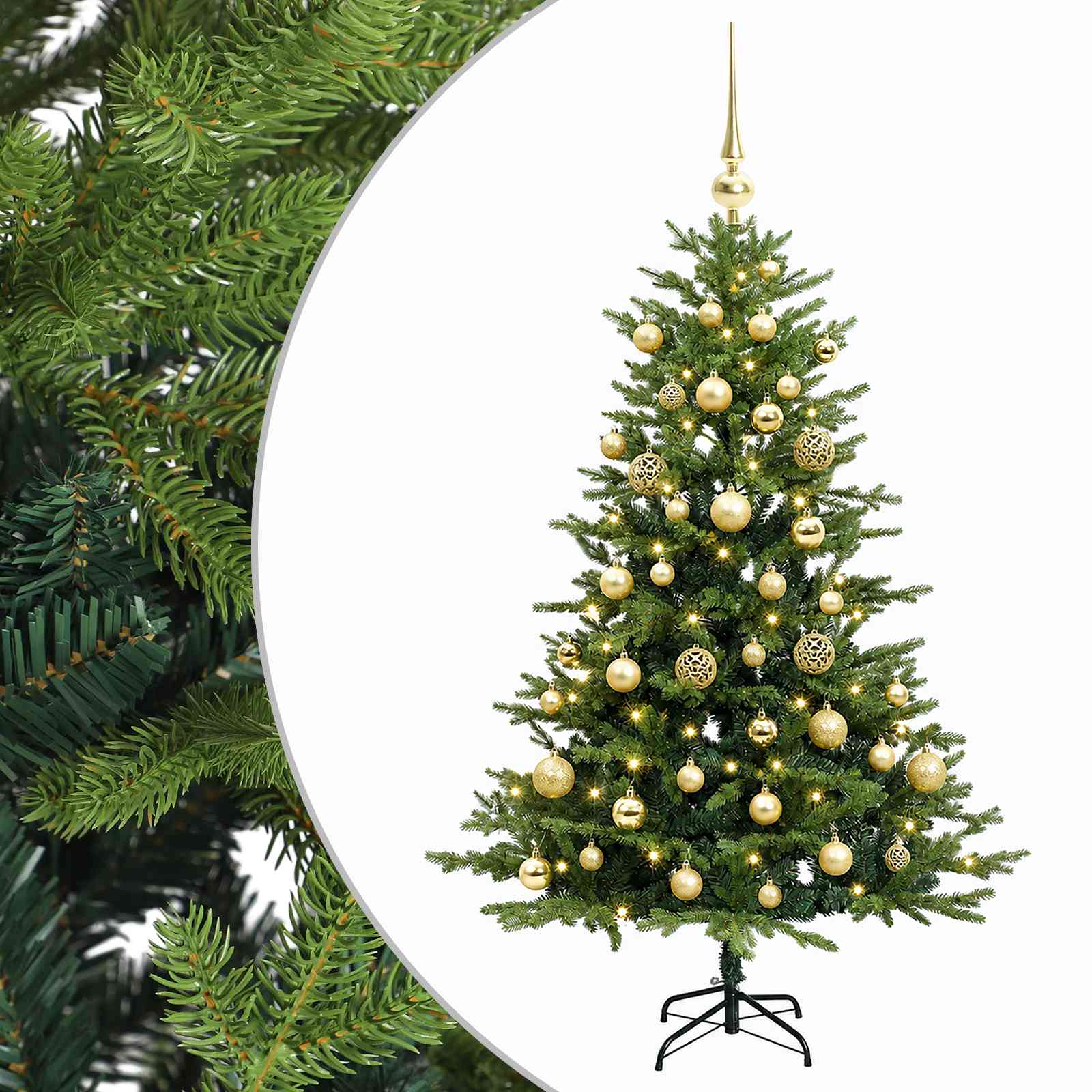 vidaXL Árbol de Navidad artificial con bolas 150 cm 150 LED