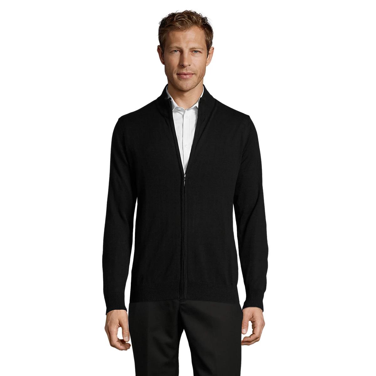 Chaqueta de Punto con Cremallera SOL'S Gordon Men para Hombre – Cárdigan de Manga Larga con Cuello Alto, Chaqueta de Punto Fino Casual Elegante, Clásico Corporativo para Oficina
