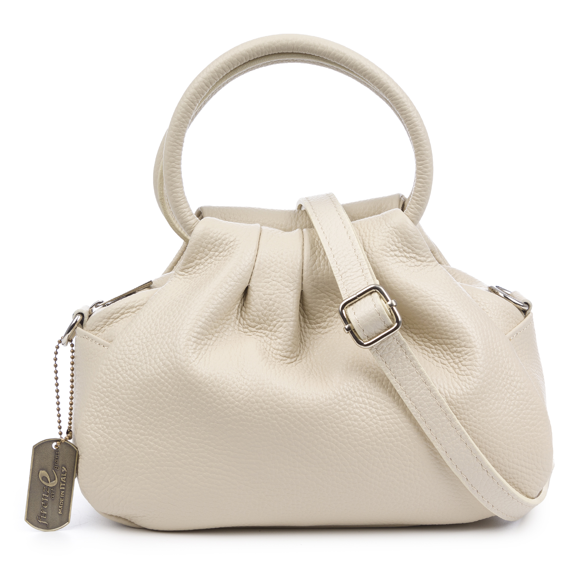 FIRENZE ARTEGIANI Belsito Bolso de mano Mujer. Piel auténtica Dollaro Fabricado en Italia 26x14x18 Cm.