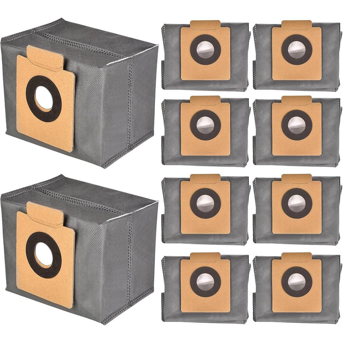 Juego de 10 bolsas para aspiradora - Compatible con Eufy Clean X8 Pro y X10 Pro Omni - Con carbón activado y tecnología antiolor - Filtración de 4 capas - Recoge el 99,9% del polvo - Gris - Bolsas de repuesto de lujo