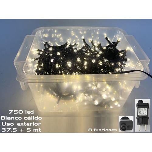Gerimport Guirnalda LED Decorativa Uso Doméstico 750 Leds Cálido Exterior 8 Funciones 37.5 Metros - Iluminación Navideña