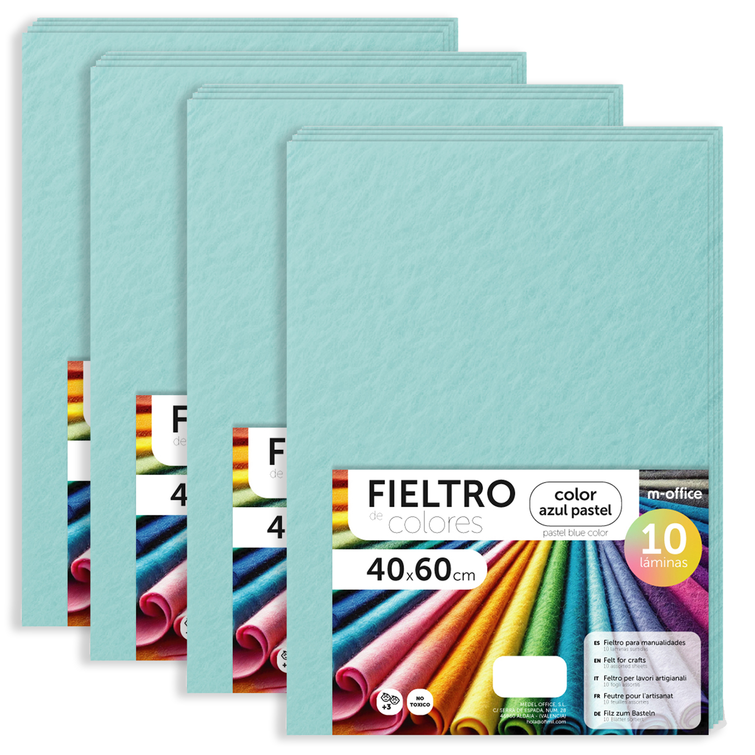 Fieltro para Manualidades, Fieltro de Colores, Suave y Flexible, Material para Costura, Telas Patchwork, Ideal para proyectos DIY, artesanía o decoración, Tamaños Variables - m-office Distintos Colores