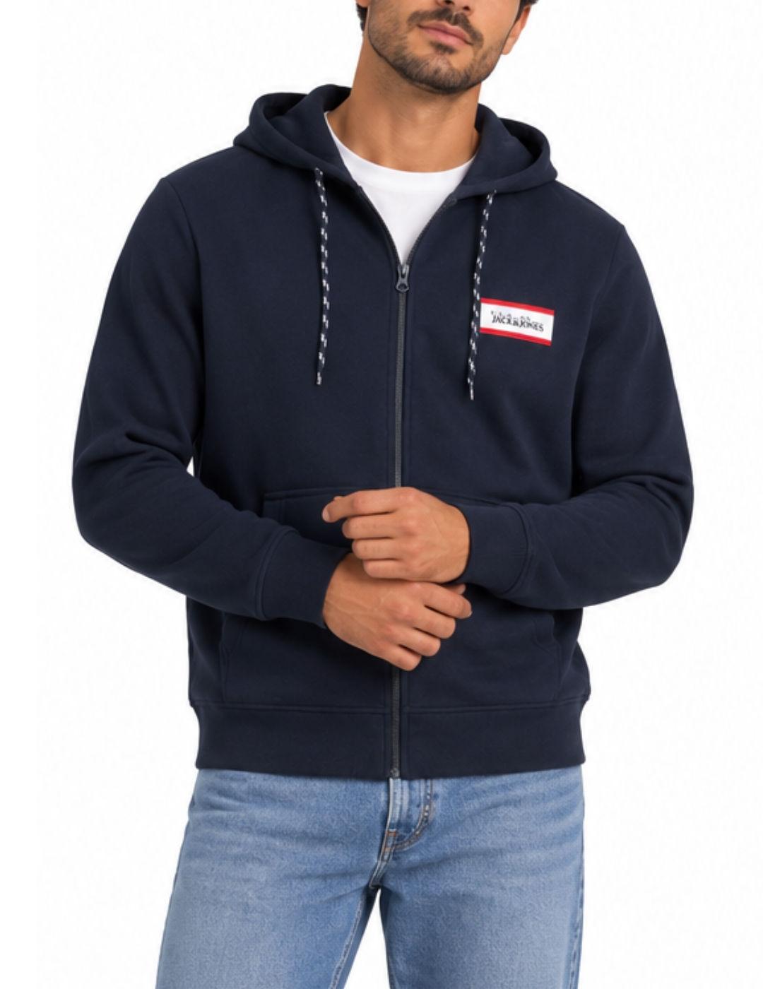 Sudadera Jack&Jones Buster marino capucha para hombre