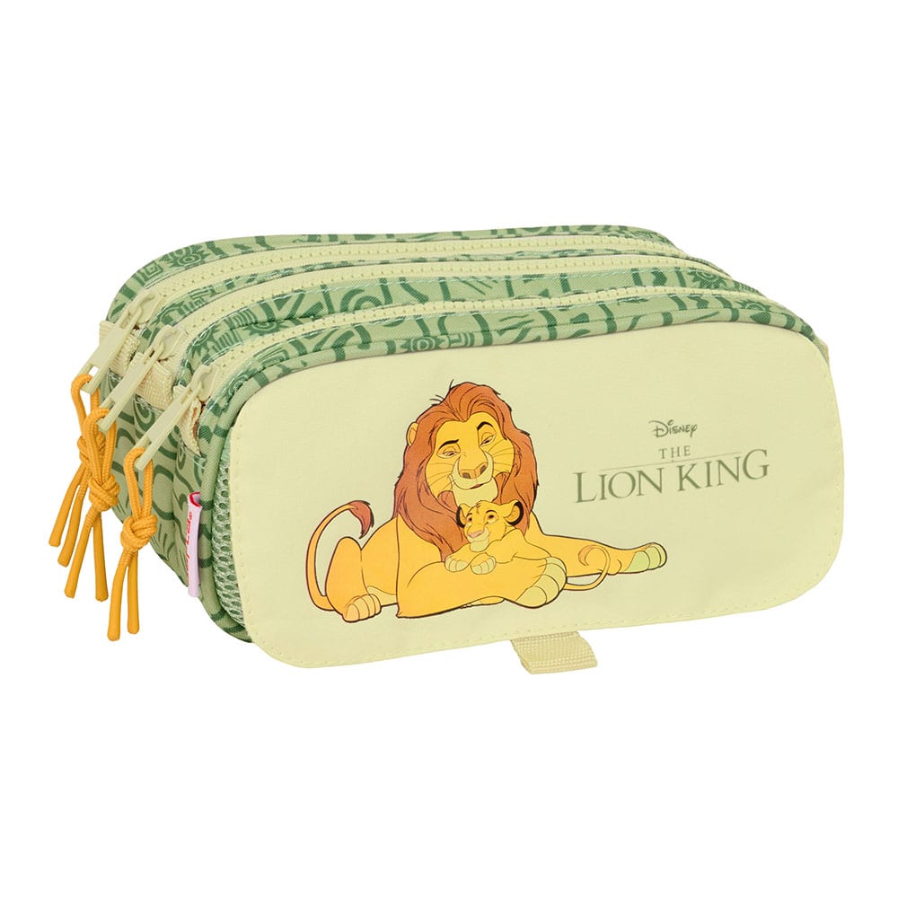 SAFTA | Portatodo Rectangular Disney El Rey León Mufasa, Estuche Escolar Infantil con 1 Compartimento y Cremallera, Goma Elástica Trasera para Acoplar a Cuaderno o Carpeta, Asa Lateral de Mano
