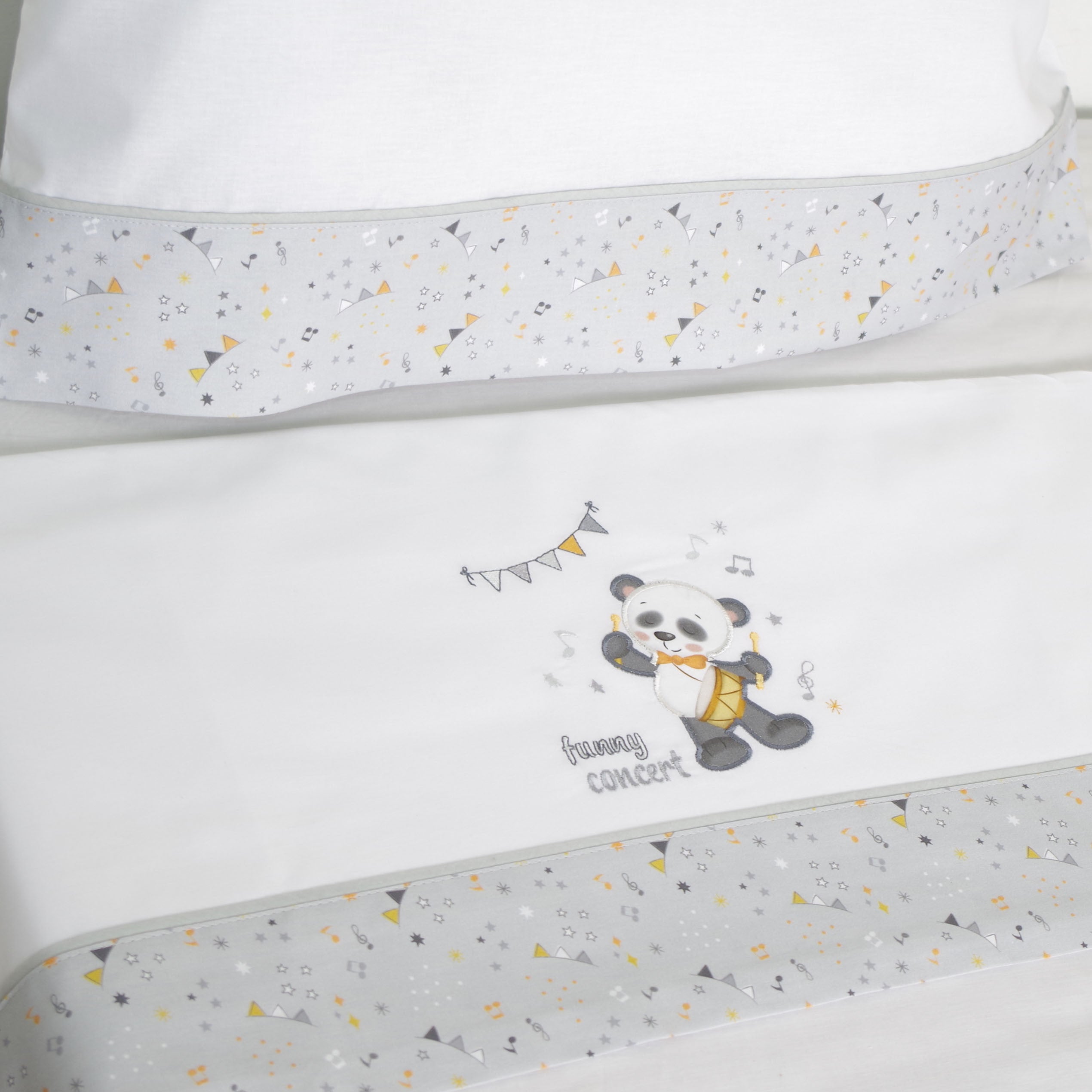 10XDIEZ Juego de sábanas cuna panda 293 / - Tejidos suaves y resistentes que garantizan confort y protección para el bebé