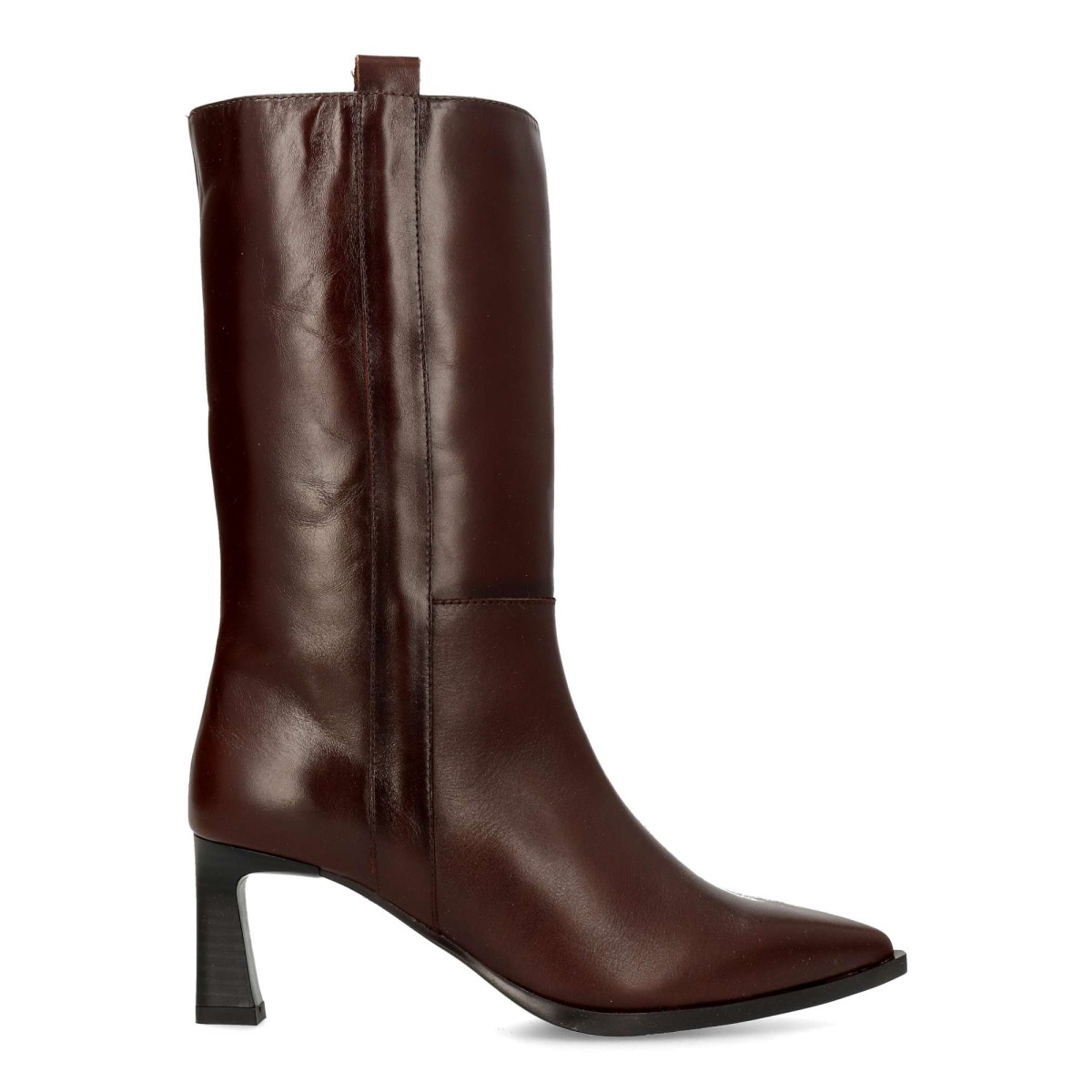 DESIREE - Botines de mujer punta fina piel calidad tacón 6 cm cremallera lateral suela goma flexible negro
