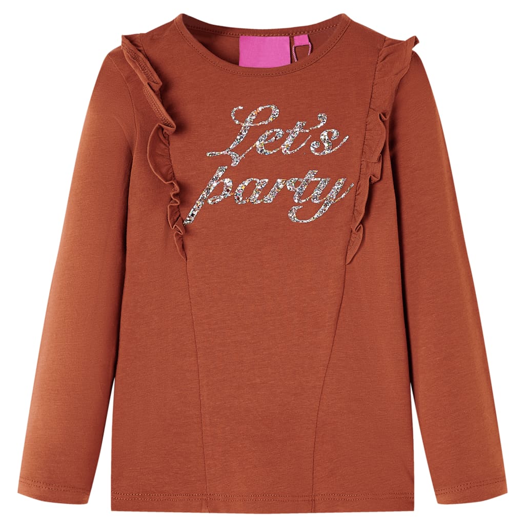 Camiseta infantil de manga larga claro 140 en color Lila/Coñac
