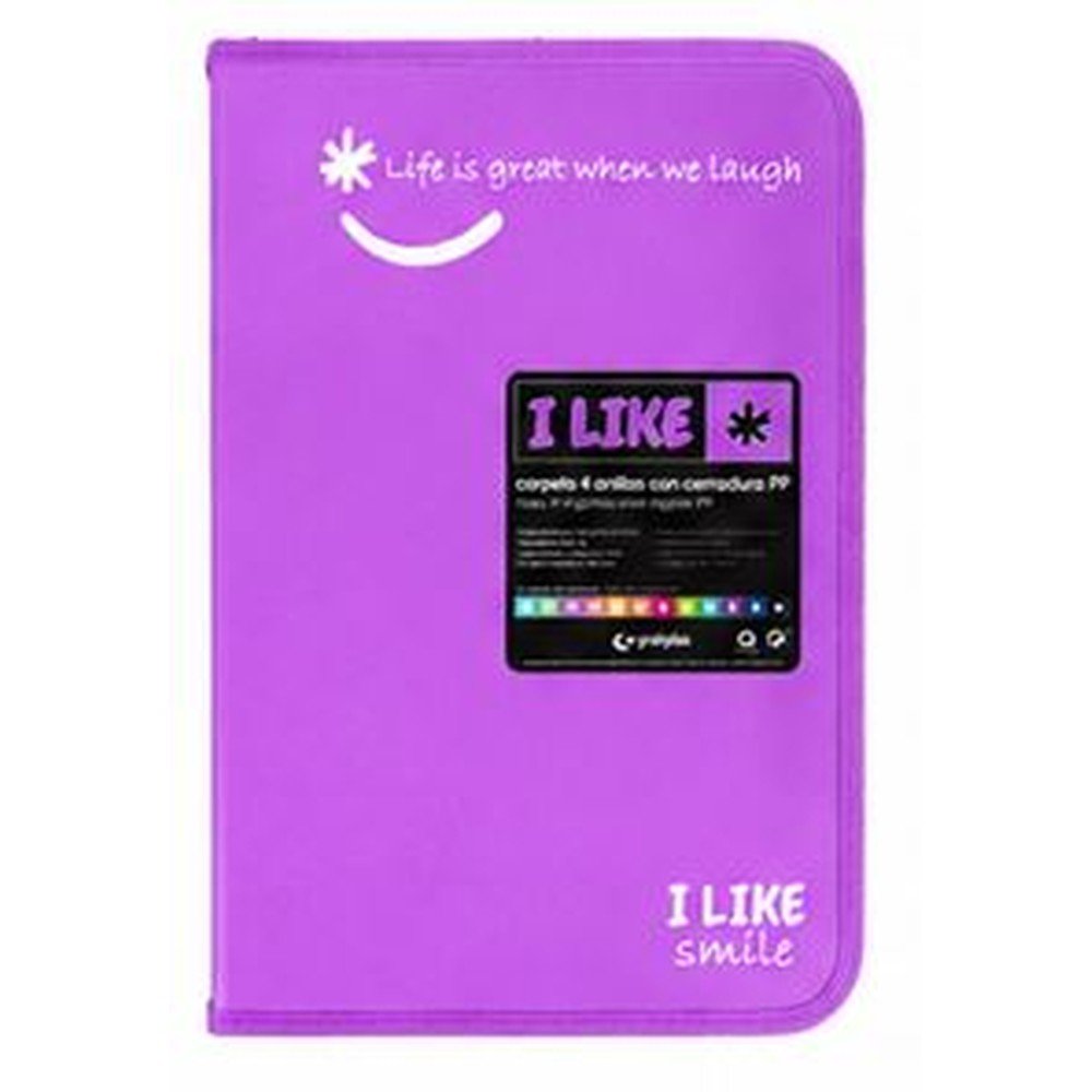 GRAFOPLAS CARPETA 4 ANILLAS 25 MM A4+ PP CREMALLERA LAVANDA LIKE2 3x26x35 Cms.