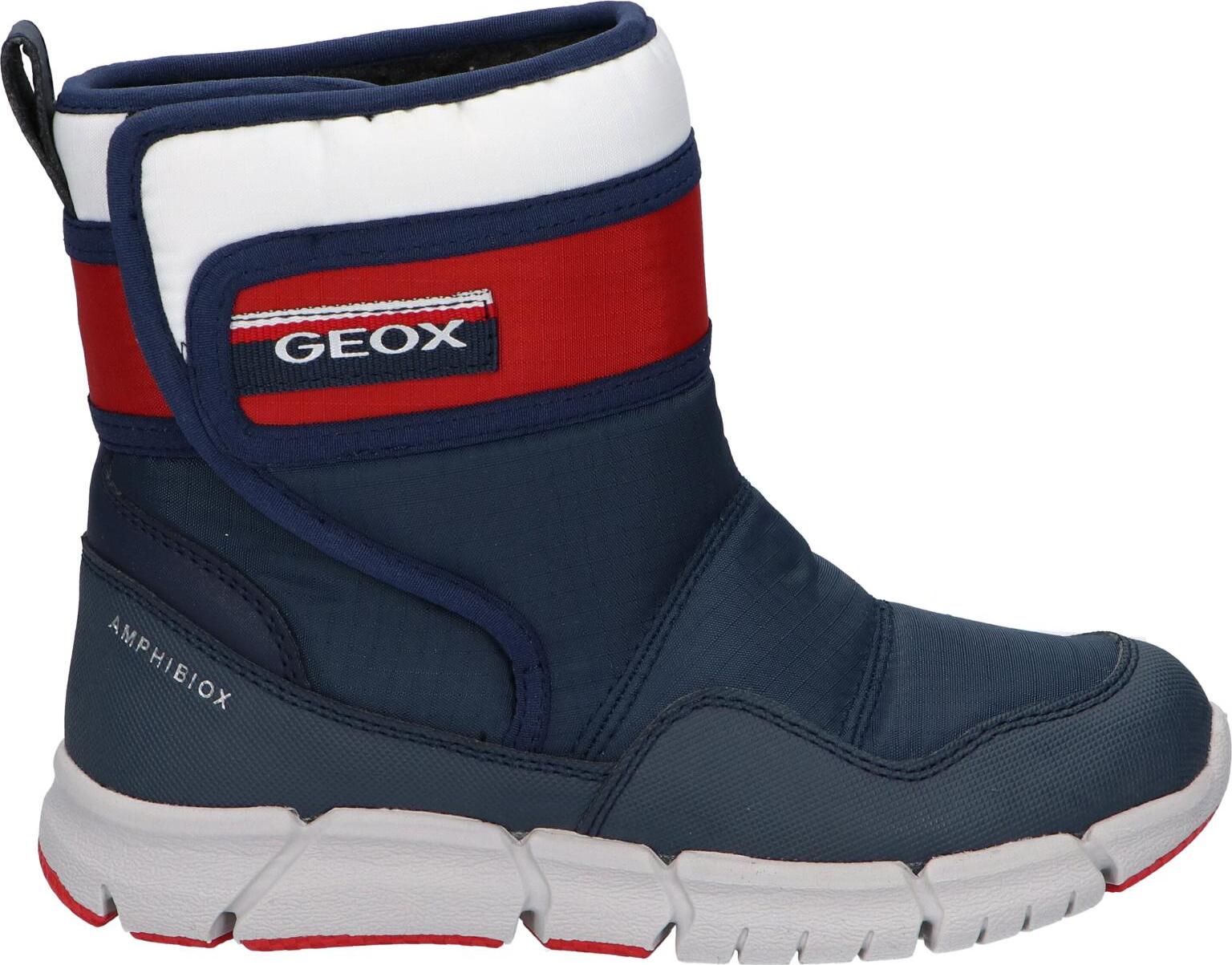 Geox J269XF 0FU50 J FLEXYPER BOY B ABX C0735 Navy-Red boy boots made of imitation leather with a cushioned insole and flexible non-slip sole, ideal for autumn/winter outdoor adventures.