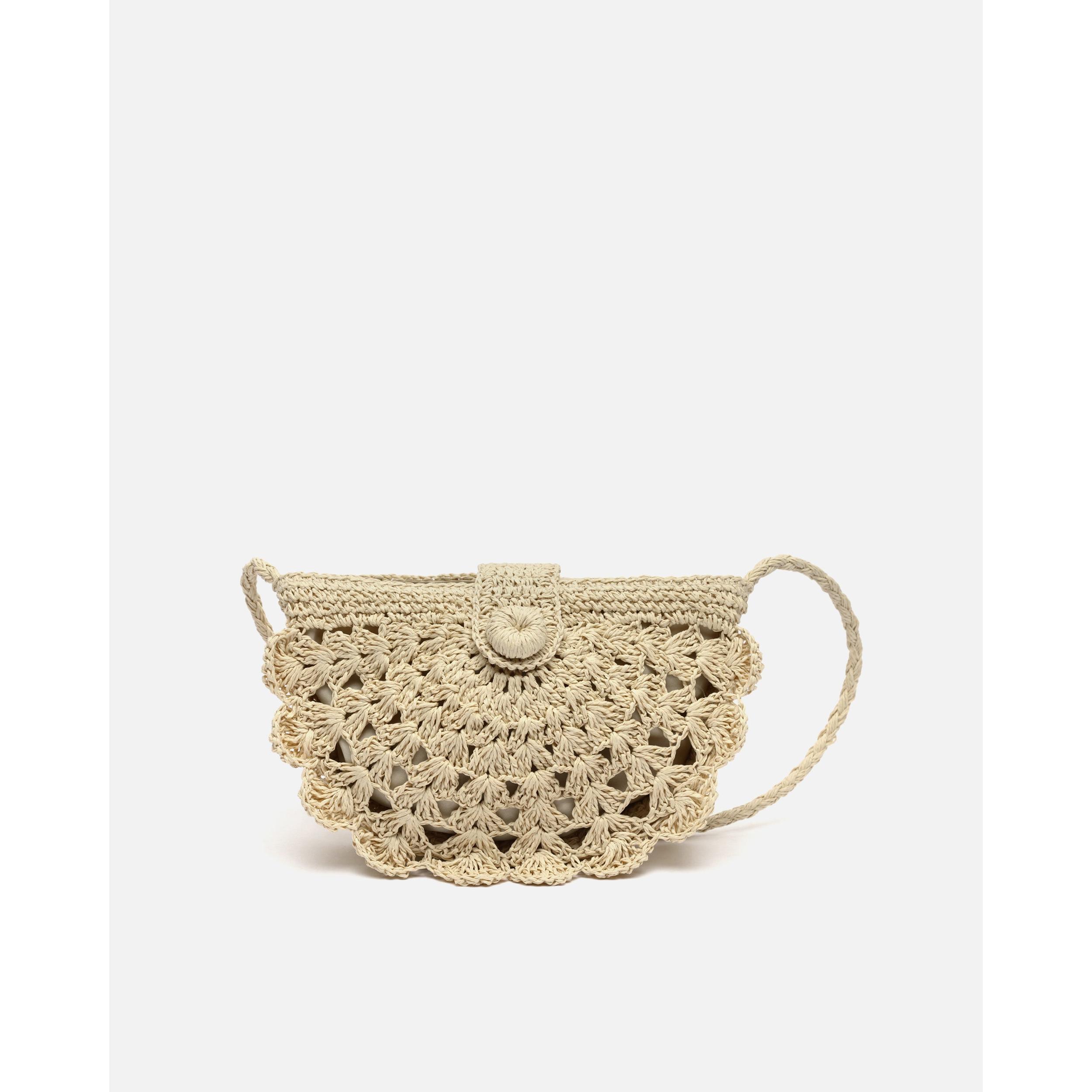 Dondy bolso bandolera media luna efecto rafia Raffia / Playa Misako