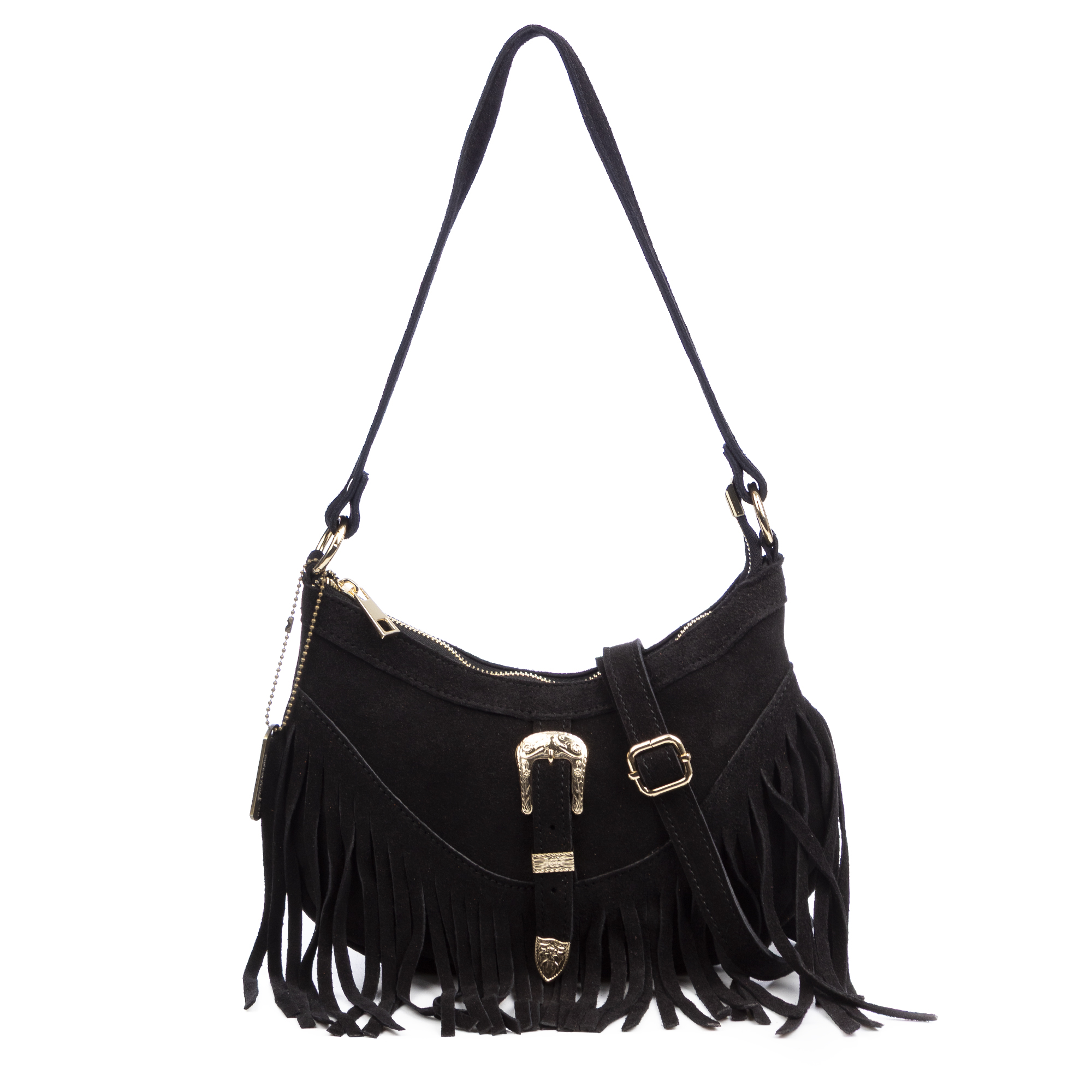 FIRENZE ARTEGIANI Barlassina bolso bandolera Mujer. Piel auténtica Gamuza, con flecos.