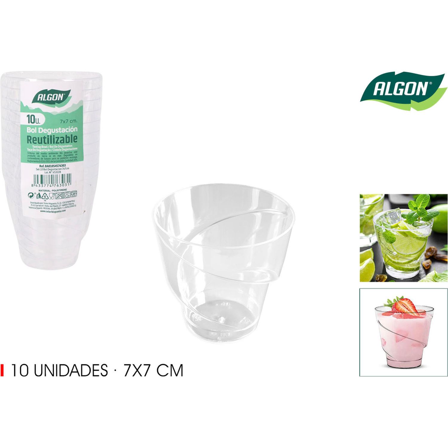 Algon - SET DE 10 Bol Degustación 7x7cm Elegante y Sofisticado - Versátil - Resistente y Duradero - Ideal para Eventos