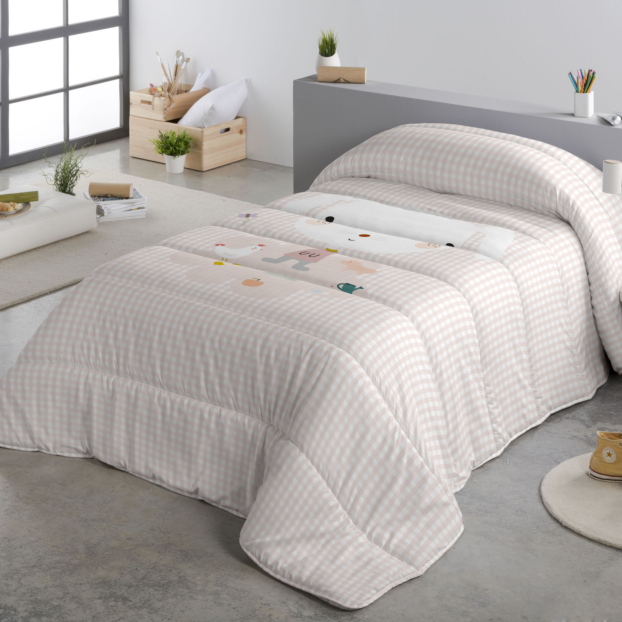 HACIENDO EL INDIO - Edredón Nórdico Infantil Estampado 100% Algodón - Relleno 200 gr Tacto Pluma - Ideal para Invierno, Antialérgico y Transpirable - Disponible para Cama 90/105 cm - Fabricado en España