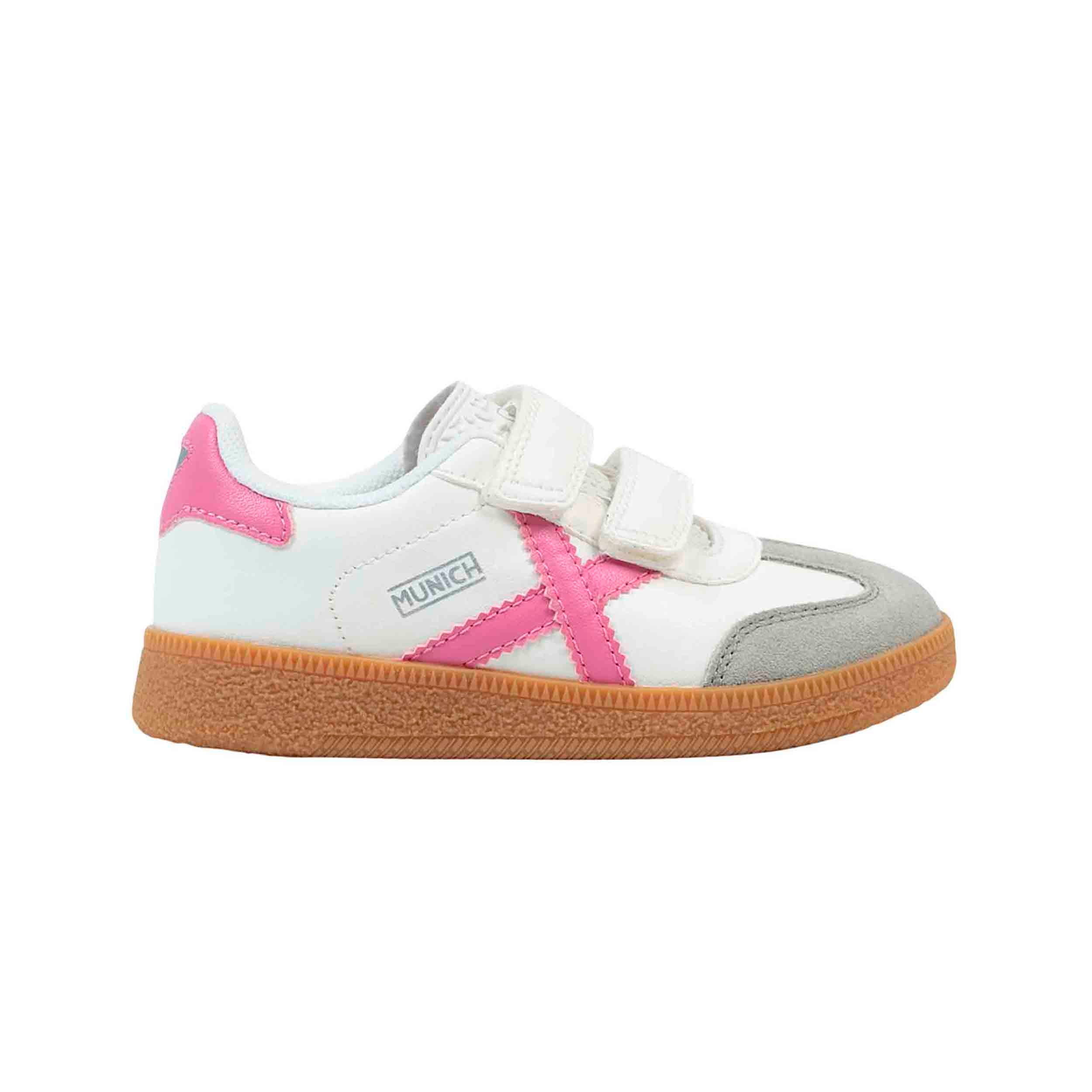 Munich - Zapatillas Mini Barru VCO 09 de cuero y sintético para niña con cierre velcro blancas