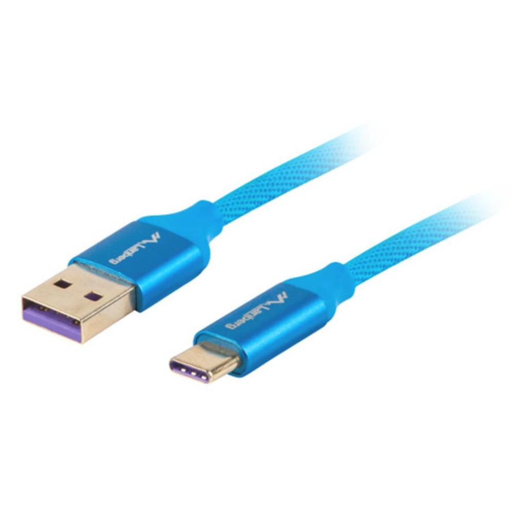 Lanberg - Cable USB A a USB C CA-USBO-21CU-0010-BL de 1 m, versión USB 2.0 con velocidad de transferencia hasta 0,48 Gbit/s, color azul, ideal para conexión diaria entre dispositivos compatibles