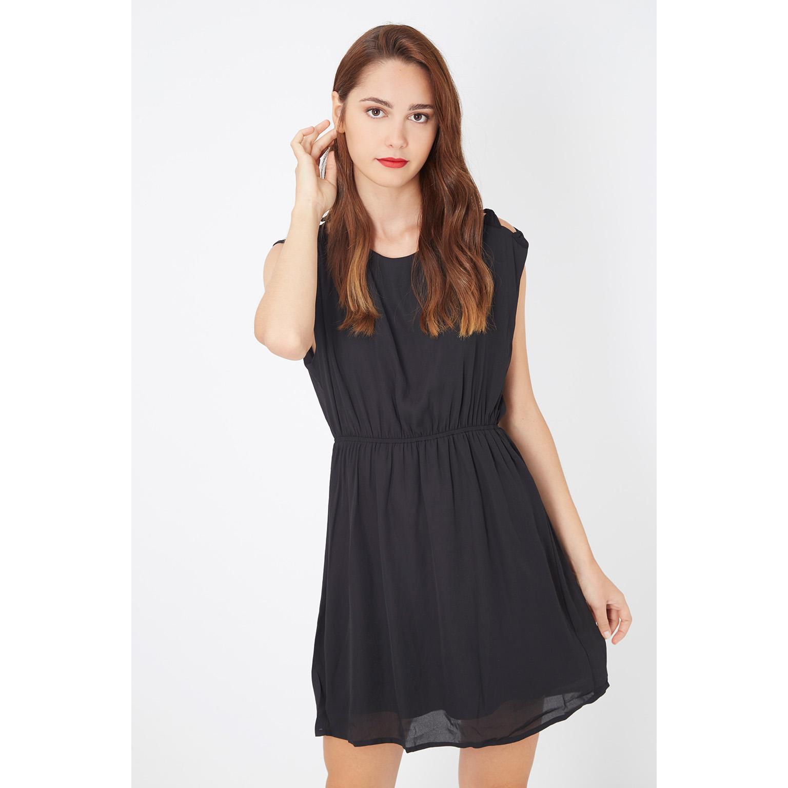 Vestido sin mangas Marca Love & Money para mujer con lazos en los hombros y cintura elástica, 100 % poliéster, diseño elegante y versátil para día a día y ocasiones especiales- REF: H14085