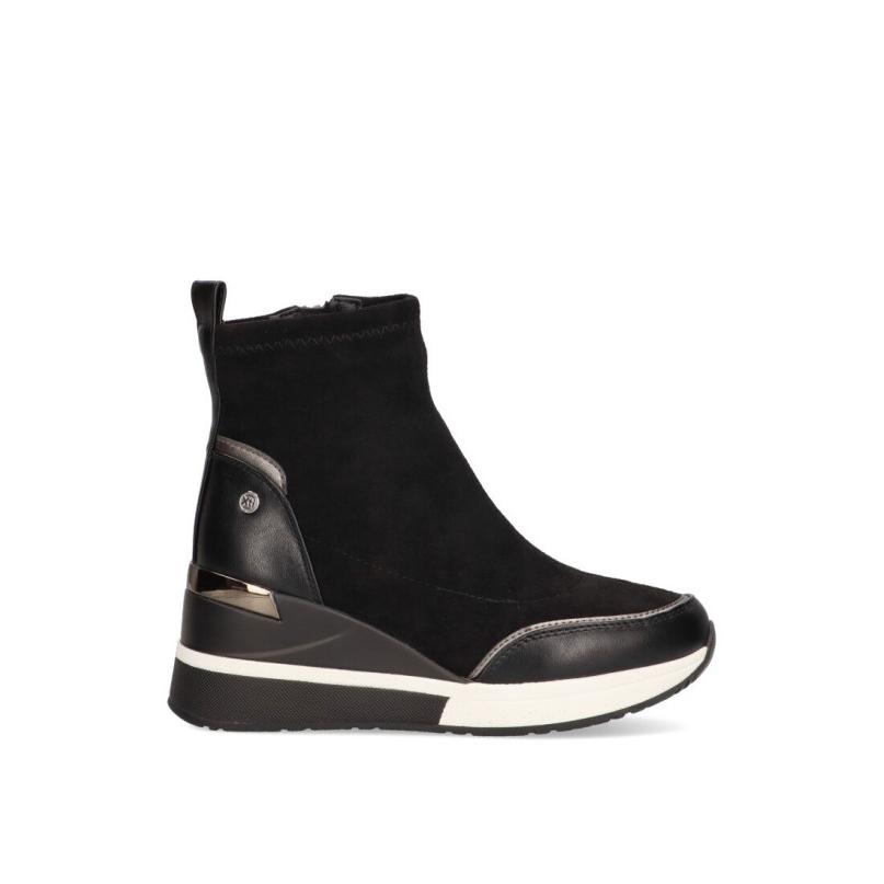 Zapatillas Casual Xti - Mujer - Cuña Alta - Modelo 141576 - Color Negro