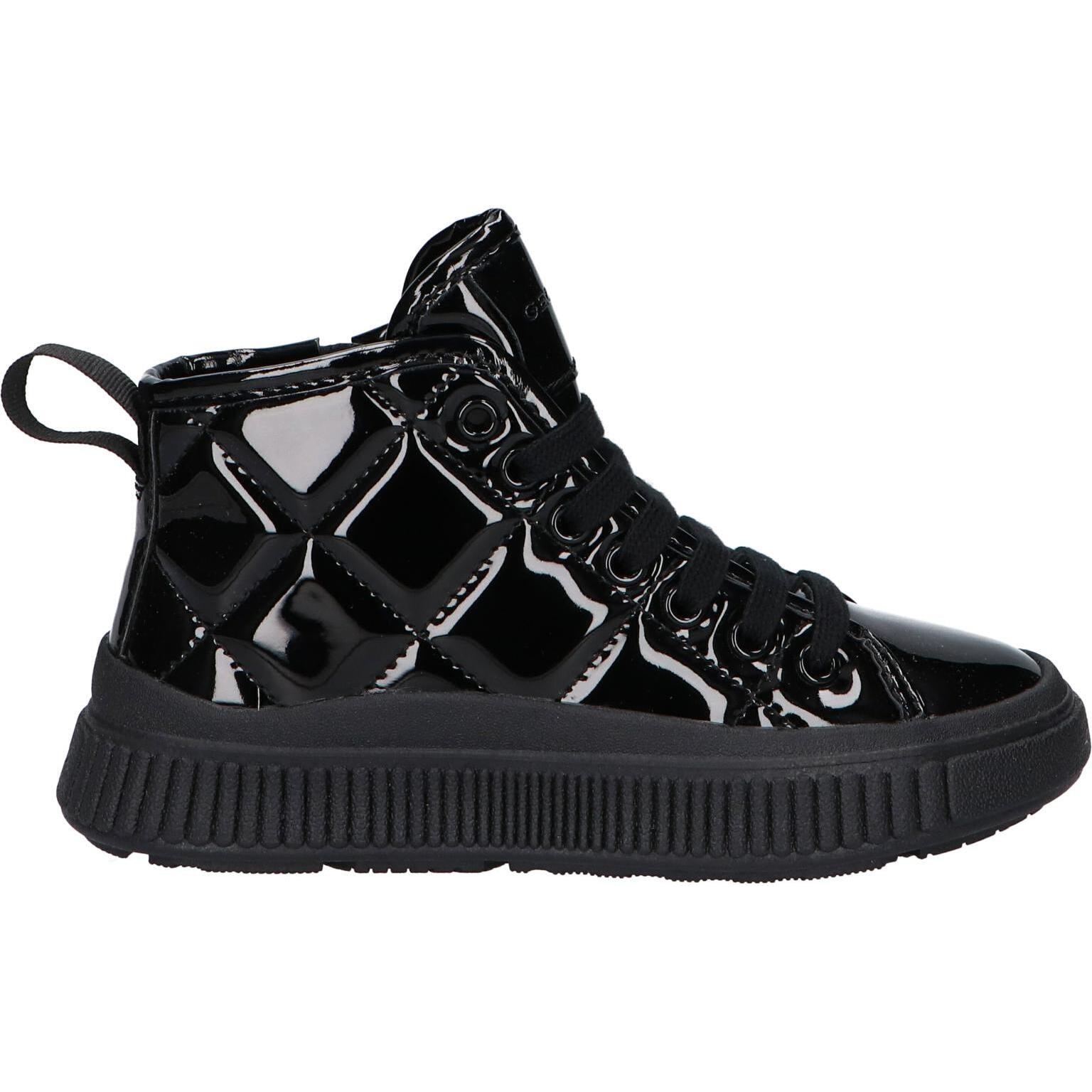 Geox Black Girls' Boots, synthetic leather, textile lining, closed toe, lace-up and zipper closure, perfect for autumn-winter outdoor use, comfortable and versatile kids' shoes, ideal footwear for young girls.