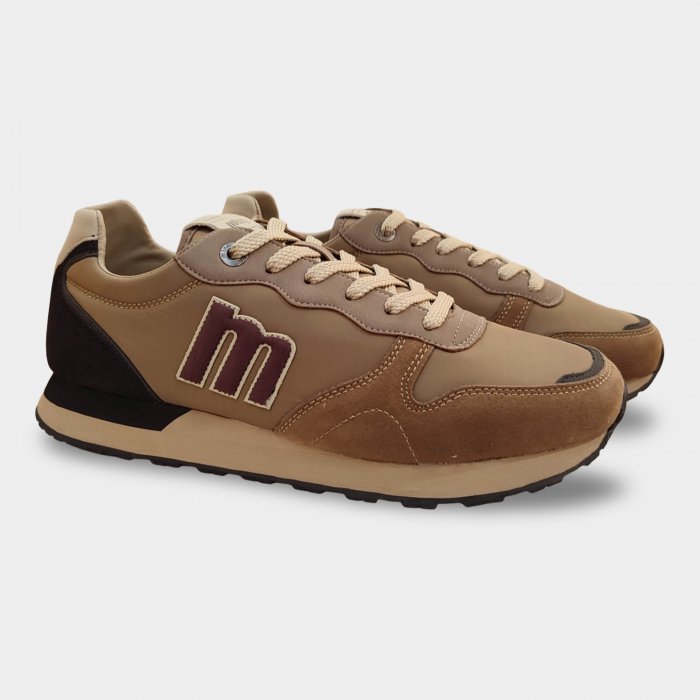 Mustang- Zapatillas Mustang hombre en tono marrón, diseño casual versátil ideales para paseos, llevar a diario, trabajo e ir arreglado