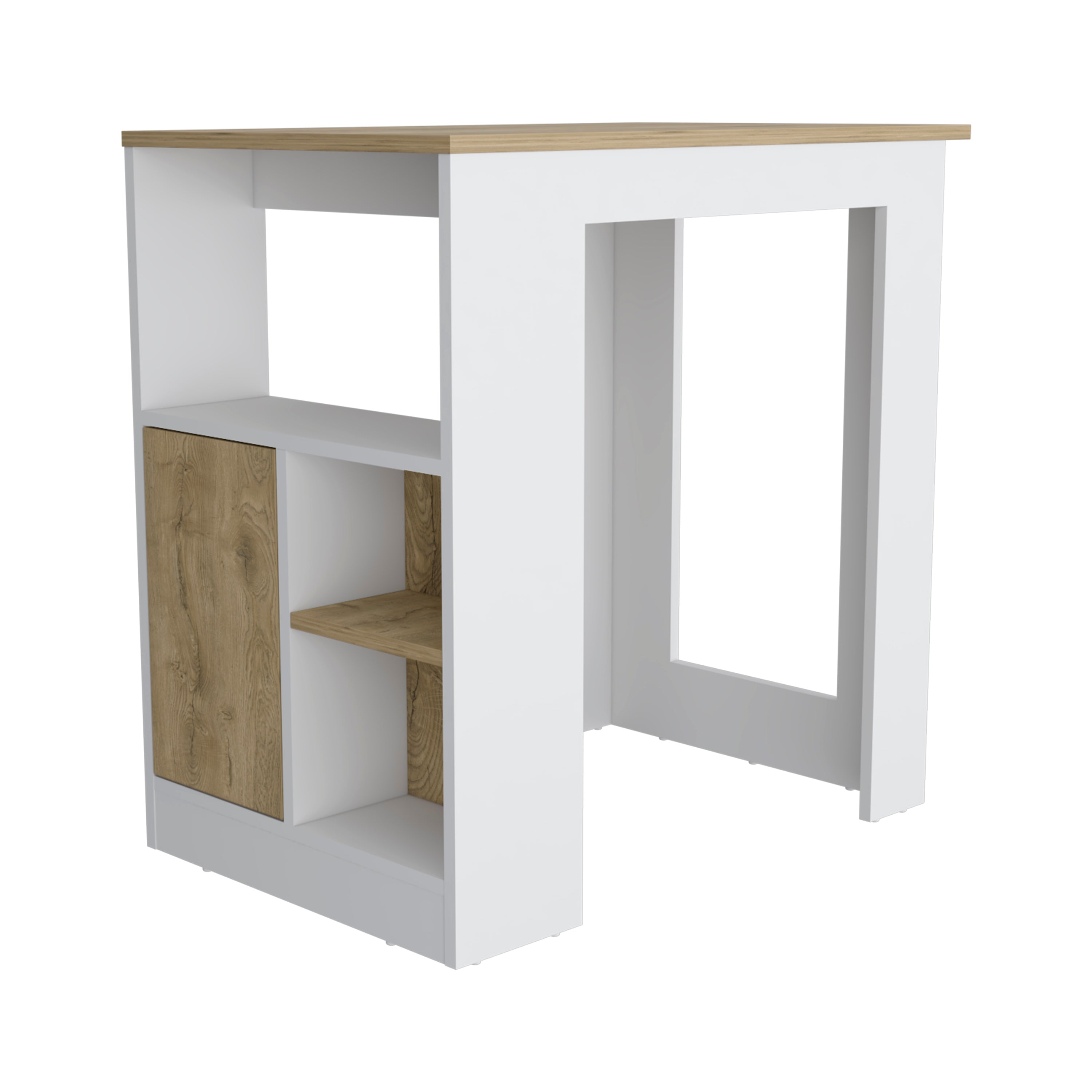 Isla de cocina Stirling de 92 cm con 1 puerta, blanco y macadamia