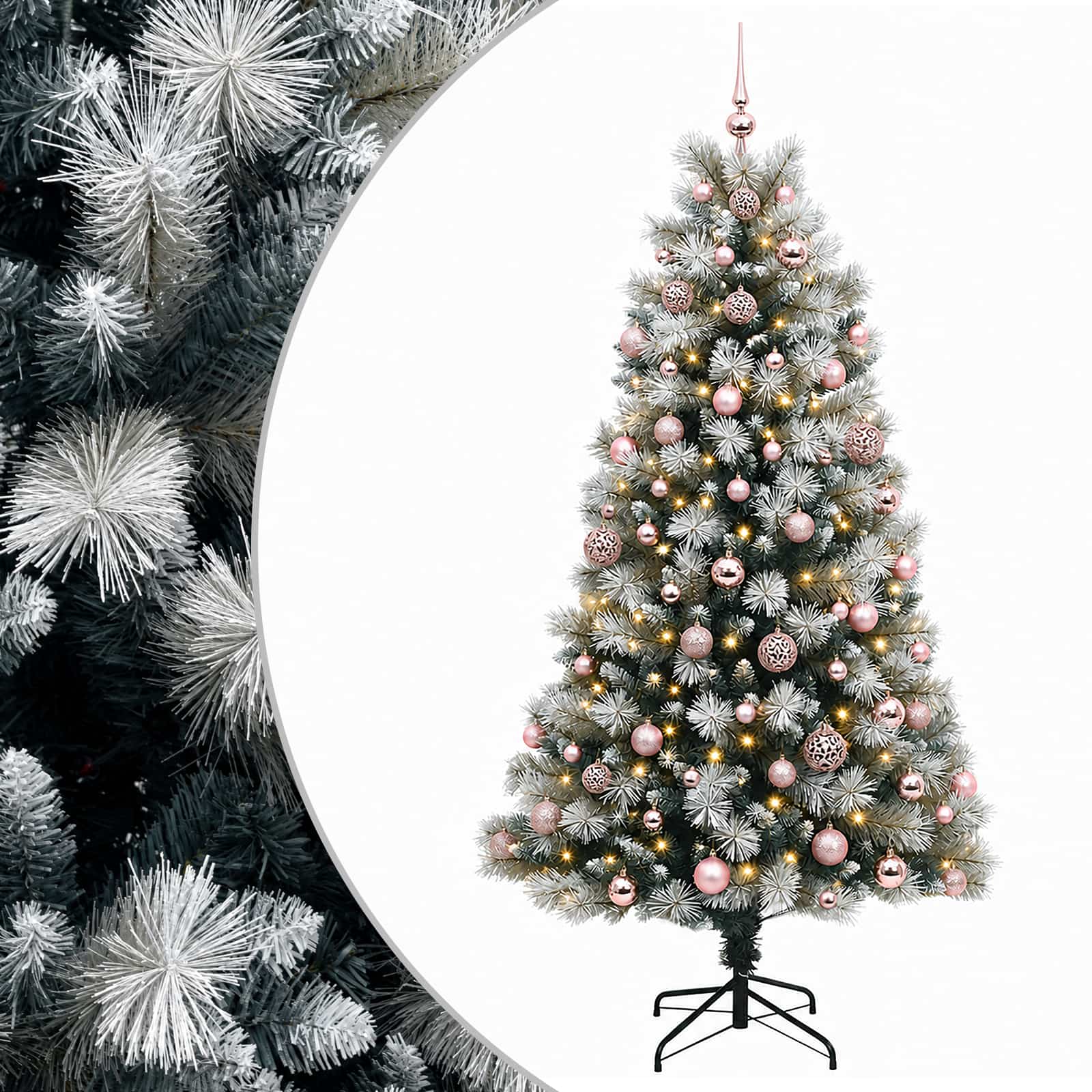 vidaXL Árbol de Navidad artificial de ramas plegables con bolas 210 cm