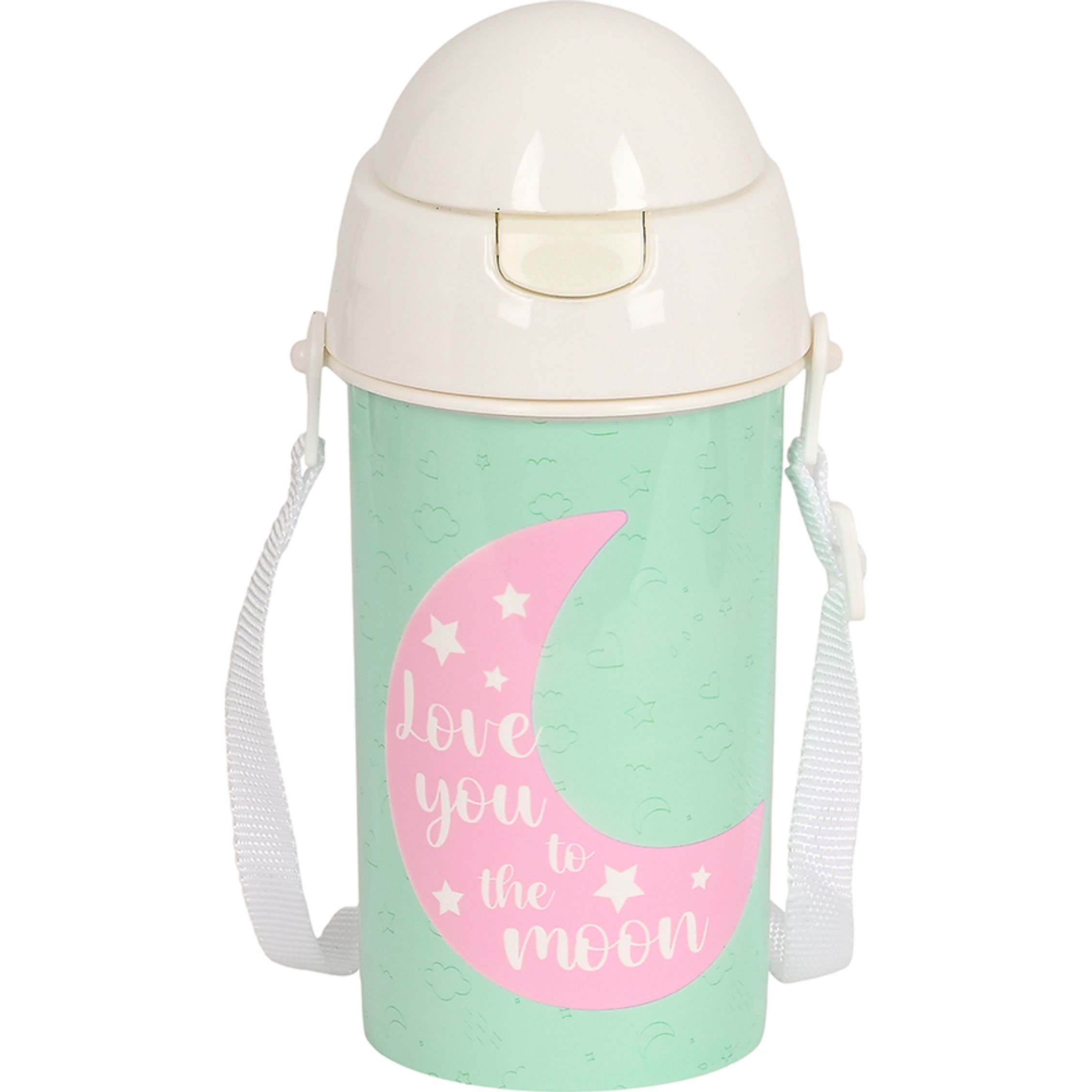 SAFTA  BOTELLA 500ML APERTURA AUTOMÁTICA CON PAJITA BLACKFIT8 "MOON" - Botella Portátil Licencia Oficial - Diseño Ergonómico - Ideal para Hidratación Diaria - Material Resistente - Tapa Hermética