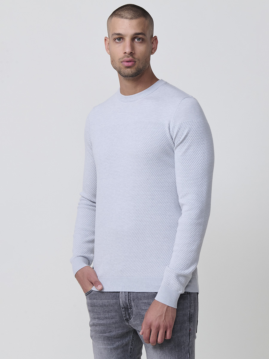 Koroshi - Jersey de punto tricot para hombre Koroshi Jersey Punto Tricot Hombre Cuello Redondo, 51% viscosa, 21% poliamida y 28% poliéster, diseño moderno y caída suave