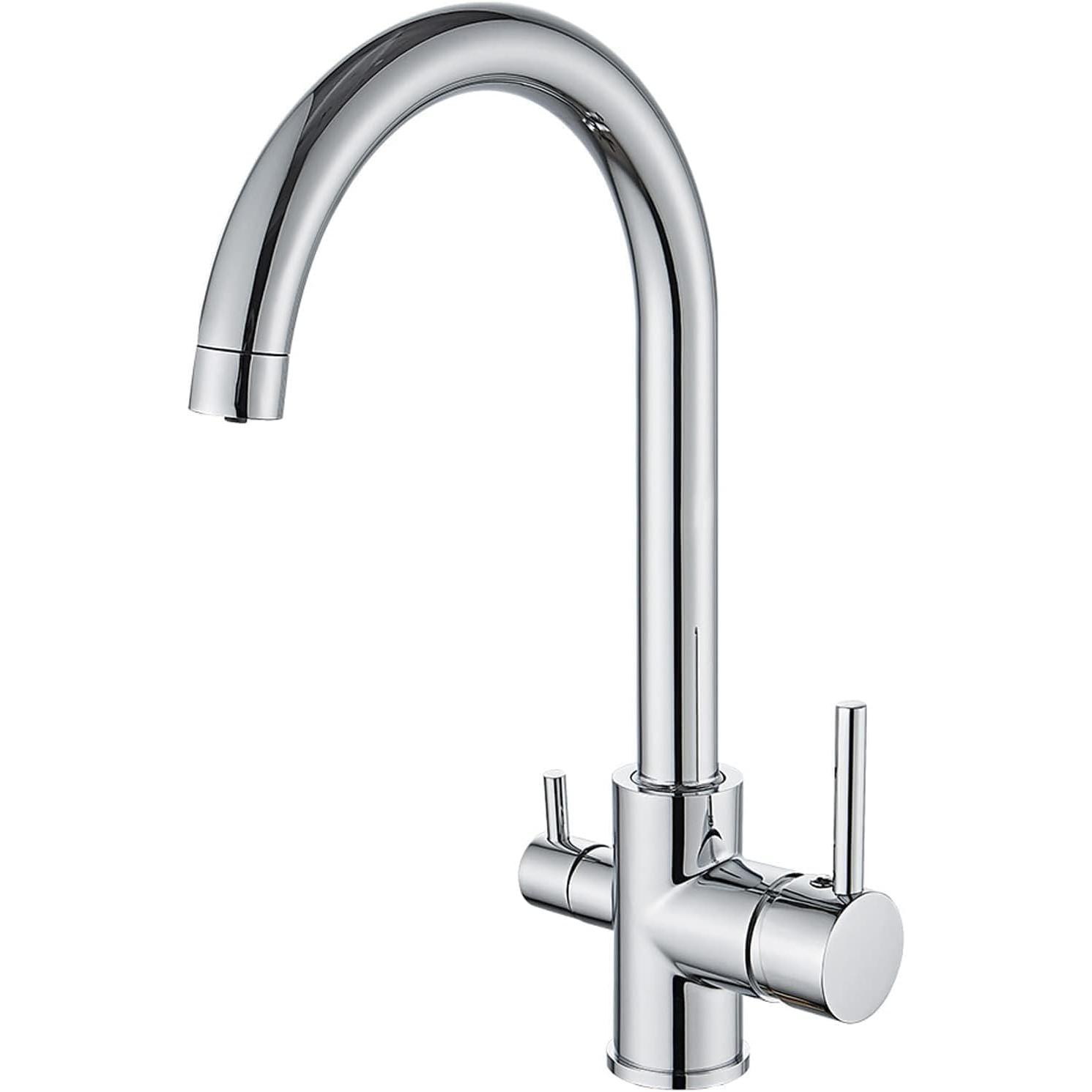 CA SS Auralum Grifos Cocina Fregadero Osmosis 3 Vías with Dos Salidas, Grifo Agua Potable, Grifo Fregadero with Aireado, 360 ° Giratory, Chromium