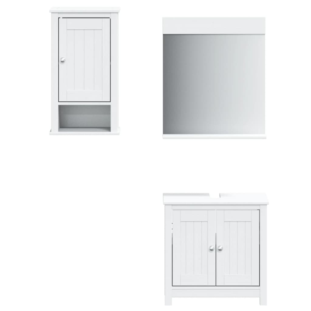 vidaXL Juego de muebles de baño BERG 3 pzas madera maciza pino blanco