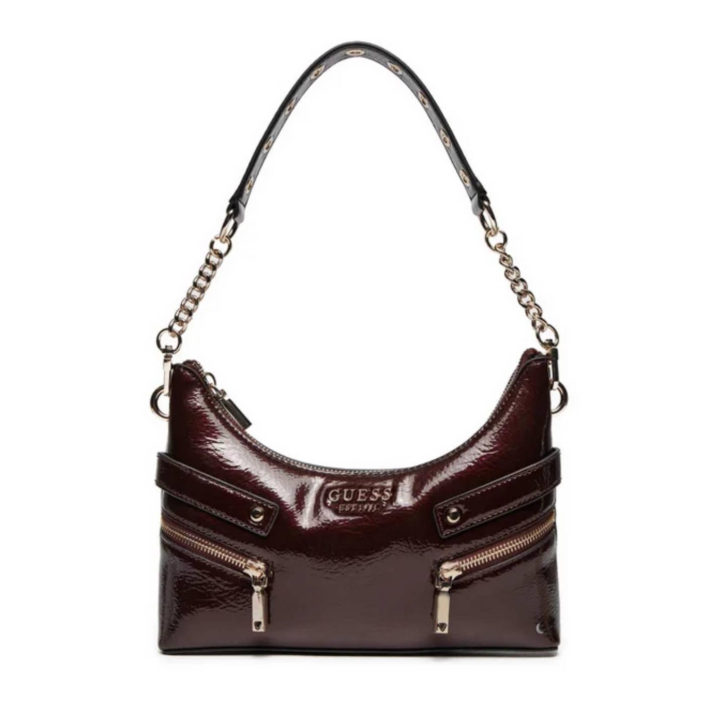 Bolso de hombro Guess Trissa granate brillante para mujer