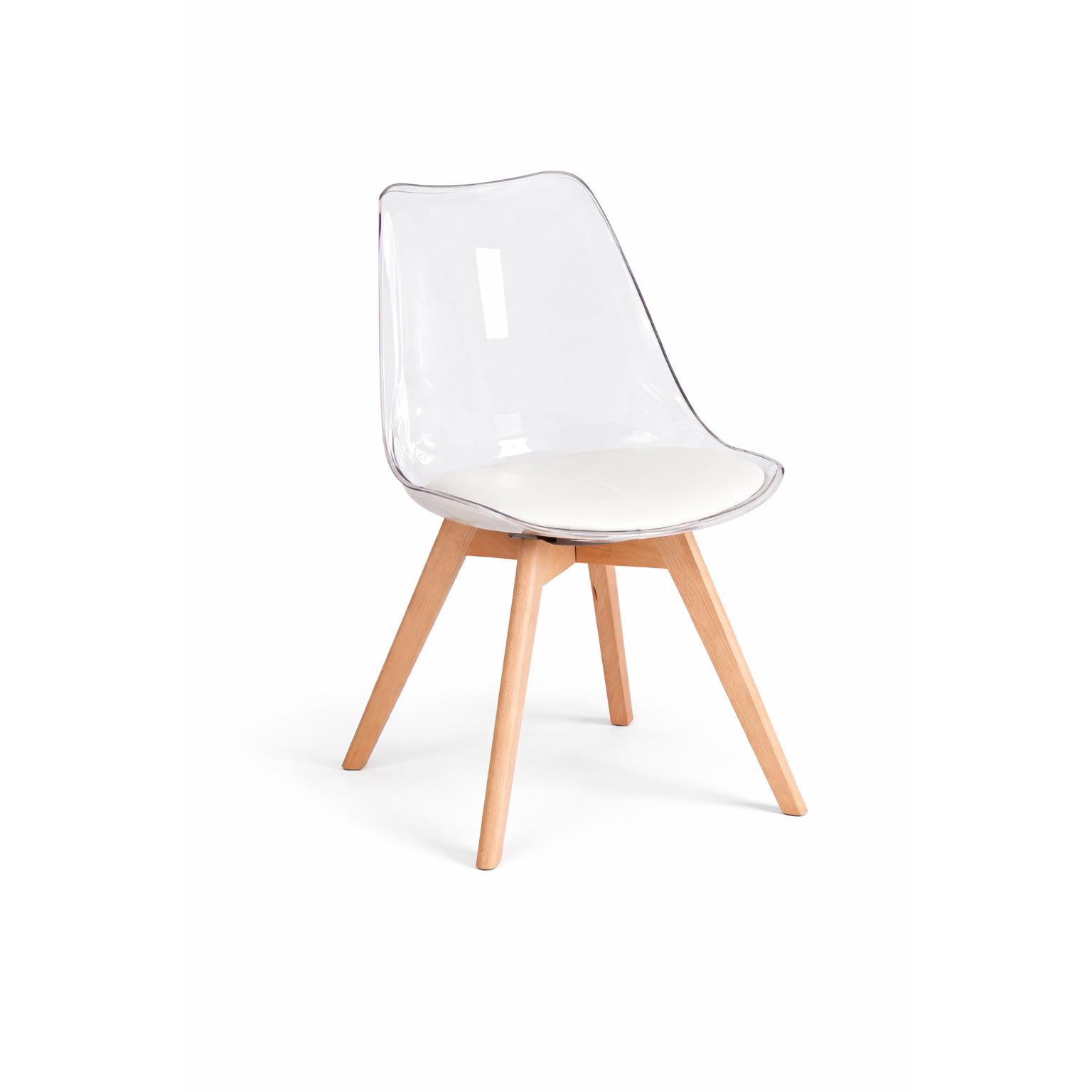 Minimal DECO Sillas de Comedor Nórdicas Transparentes con Asiento Blanco – Disponible en varios colores  55 x 45 x 82 cm