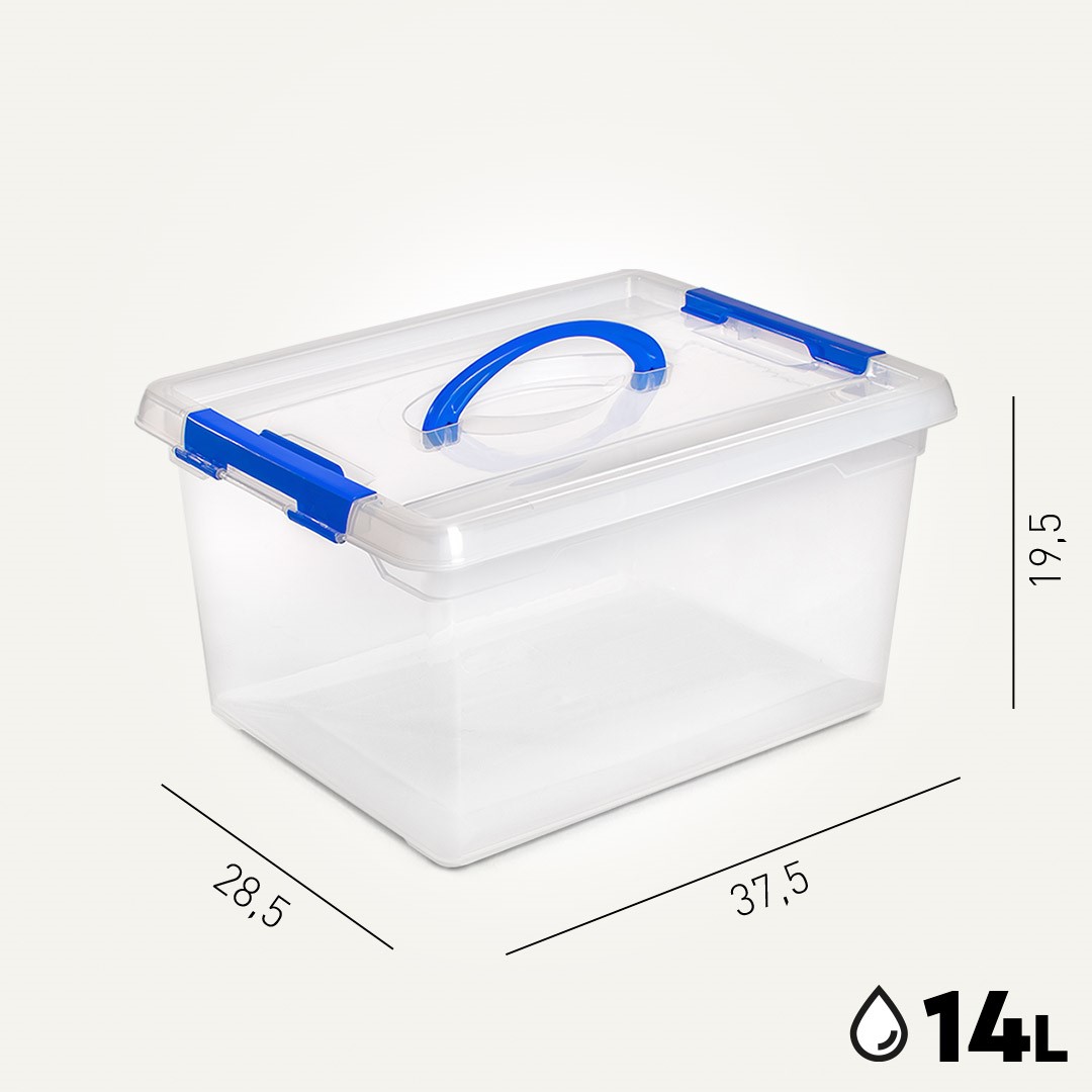 HEGA - Cajas de Almacenamiento Plásticas Smartlock - 5L a 25L con Cierres de Seguridad y Resistencia Superior. Cajas de ordenación Plástico Anticompacto duradero y resistente de alta calidad.