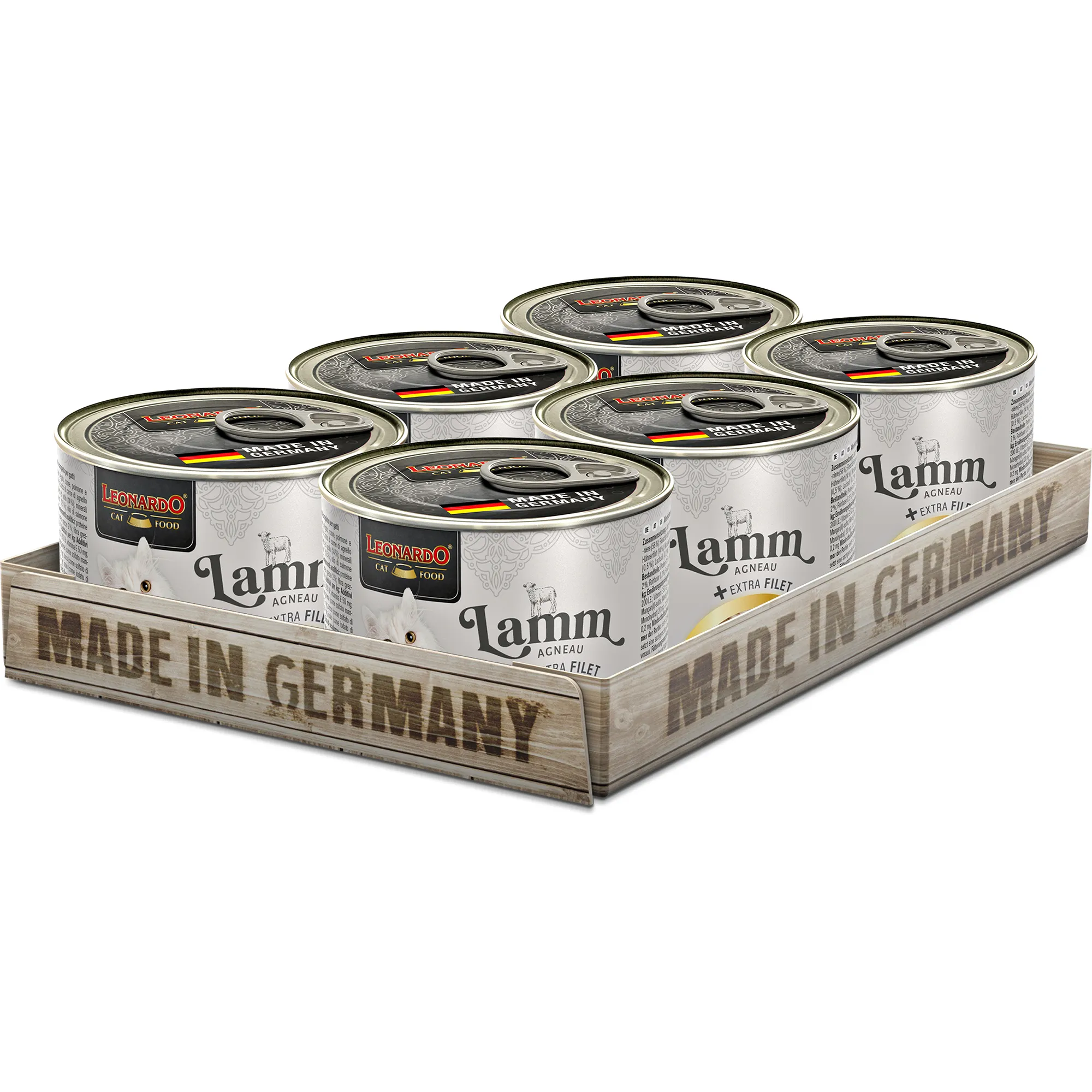 Leonardo Extra Filet Cordero Pack 6 Latas 200 g Sin Cereales – Comida Húmeda Completa para Gatos