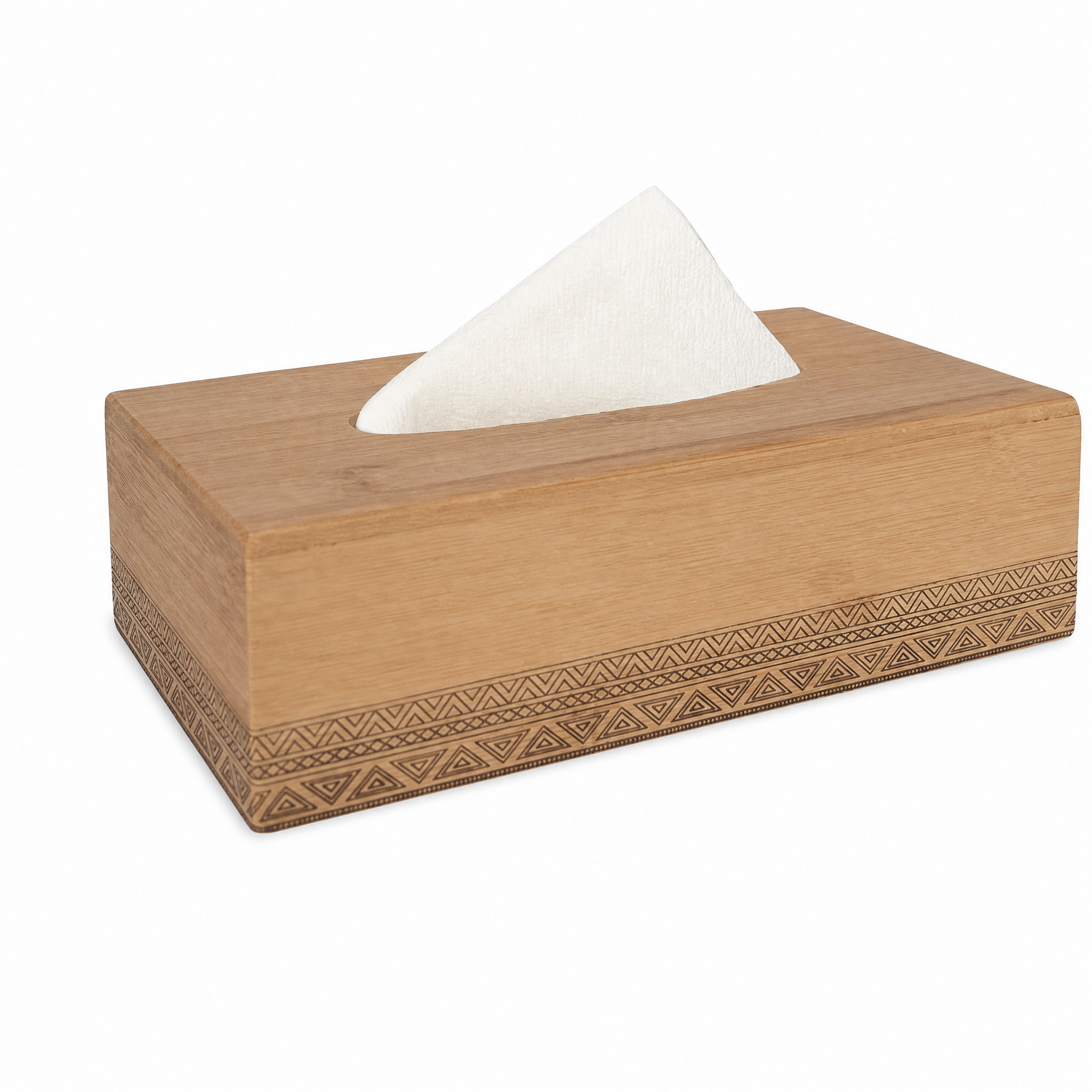 LIN HOME  RS02174 Caja Portapañuelos de Bambú Natural 24x13x7cm Rectangular Descartables - Dispensador de Toallitas para Cocina, Comedor, Baño - Compatible con Paquetes Estándar