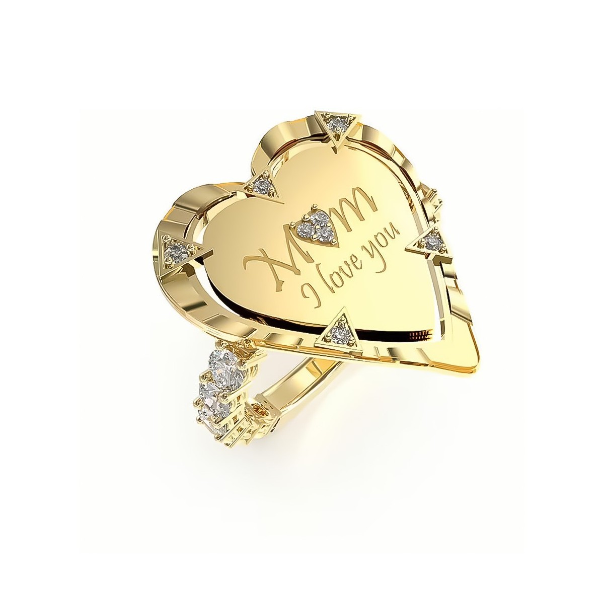 Sortija Guess Mujer ALL OF US JUBR04050JWYG Acero Inoxidable dorado cabeza corazón MOM I LOVE YOU