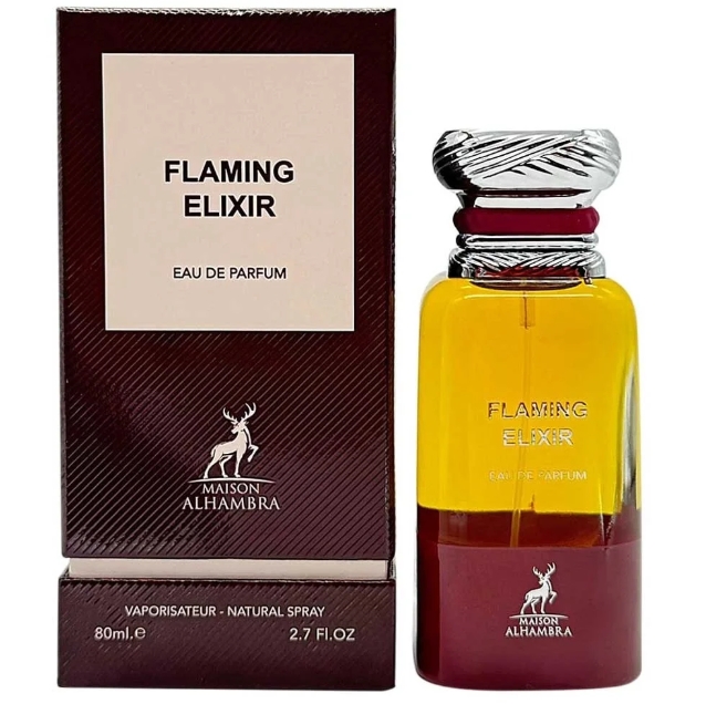 Maison Alhambra Flaming Elixir – Elegancia Sofisticada en Formato 80ml,Perfume de Lujo con Aroma Inolvidable,Perfume Exótico, Ideal para Regalo