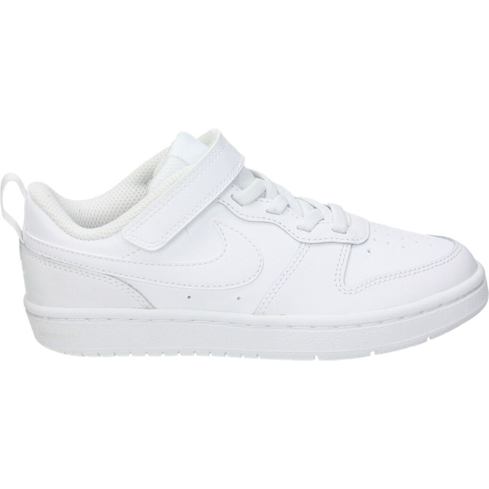 NIKE | Deportiva Nike Court Borough Low 2 Kids – Zapatilla Casual en Color Blanco Infantiles – Sneaker con Cierre de Cordones y Velcro – Estilo Casual – Versátiles – Combinables – Modelo BQ5451-100