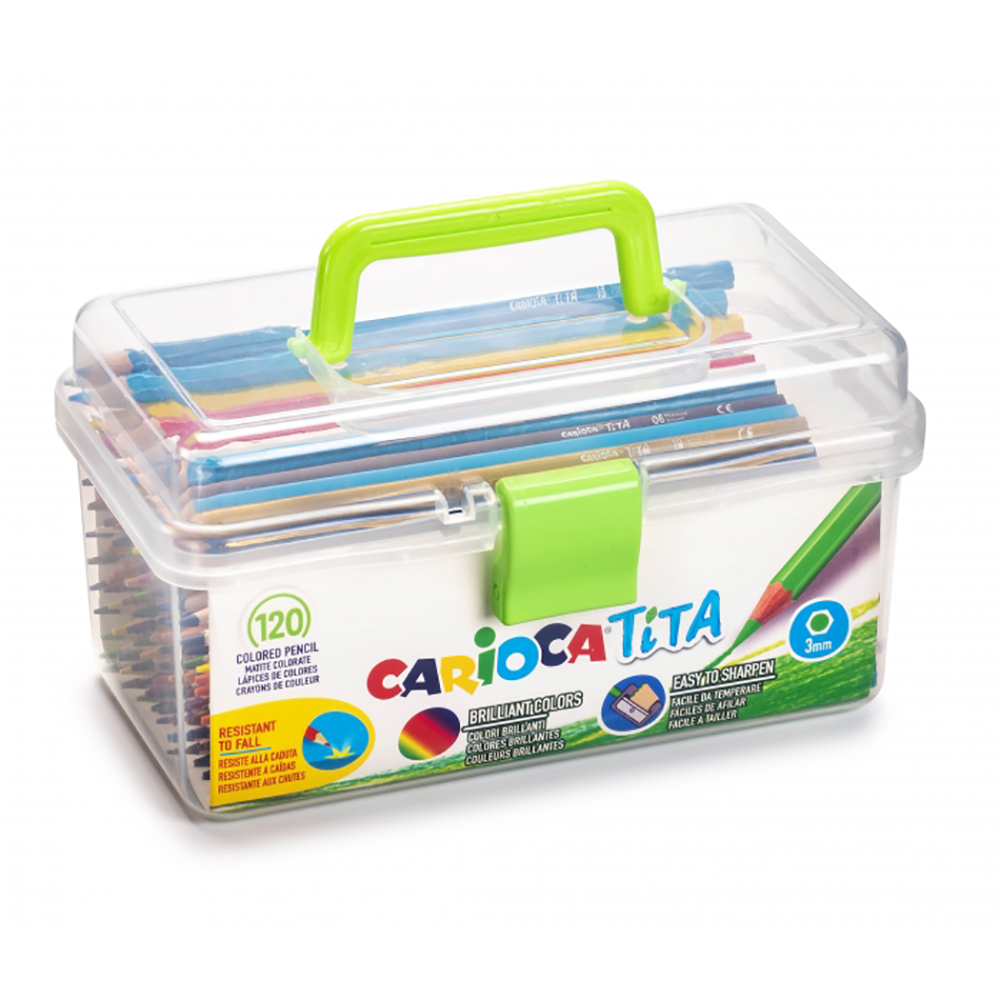 Carioca Tita Pack de 120 Lapices de Resina - Cuerpo Hexagonal - Colores Brillantes y Lavables - Escritura Blanda - Mina Segura y Resistente a Caidas - No Se Astilla - Color Varios
