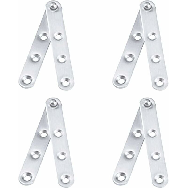 CA 4 bisagras pivotantes de acero inoxidable para puerta (100 x 16 mm), rotación de 360°, pivote descendente, para puertas de armarios y zapateros, color plateado