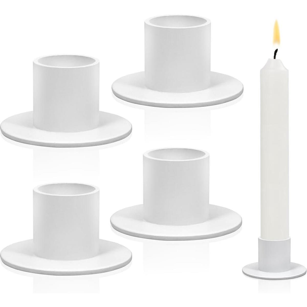piezas - Candelabros - Portavelas - Soporte para velas - Portavelas de metal - Portavelas modernos - Decoración del hogar - Para la sala de estar, fiestas, Navidad, bodas - Φ2.5 cm - 5*2.7 cm - Blanco