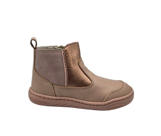 Andanines - Botines para niñas modelo 252118 de estilo barefoot, diseño minimalista en tonos taupe o nude, ideal para primeros pasos y desarrollo natural del pie