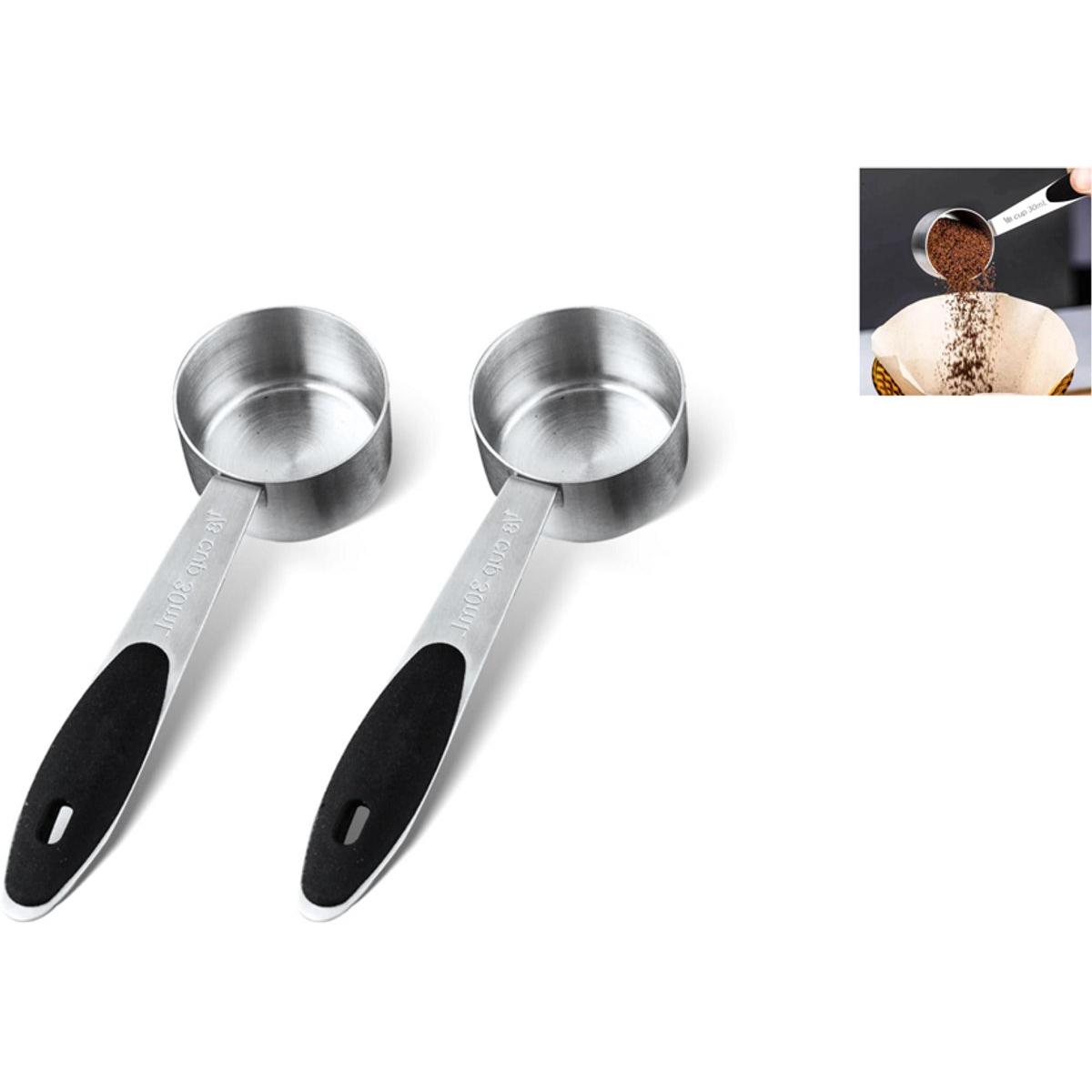 Koffie maatschep set van 2 - Roestvrij staal - Maatlepel voor koffiepoeder - Premium koffiemaatschepen - 2-delig roestvrijstalen maatlepels set voor koffie en kruiden