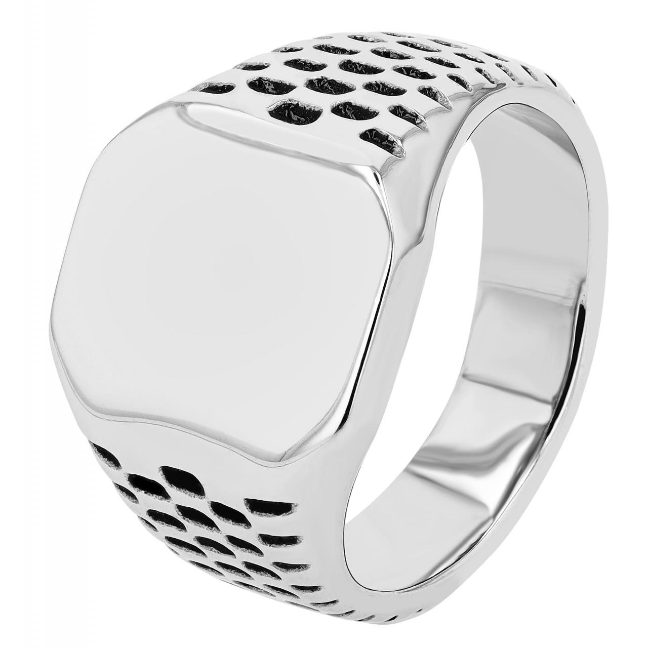 Akzent® Anillo Gravável Masculino Prateado em Aço Inoxidável - Tam.66 - 0107