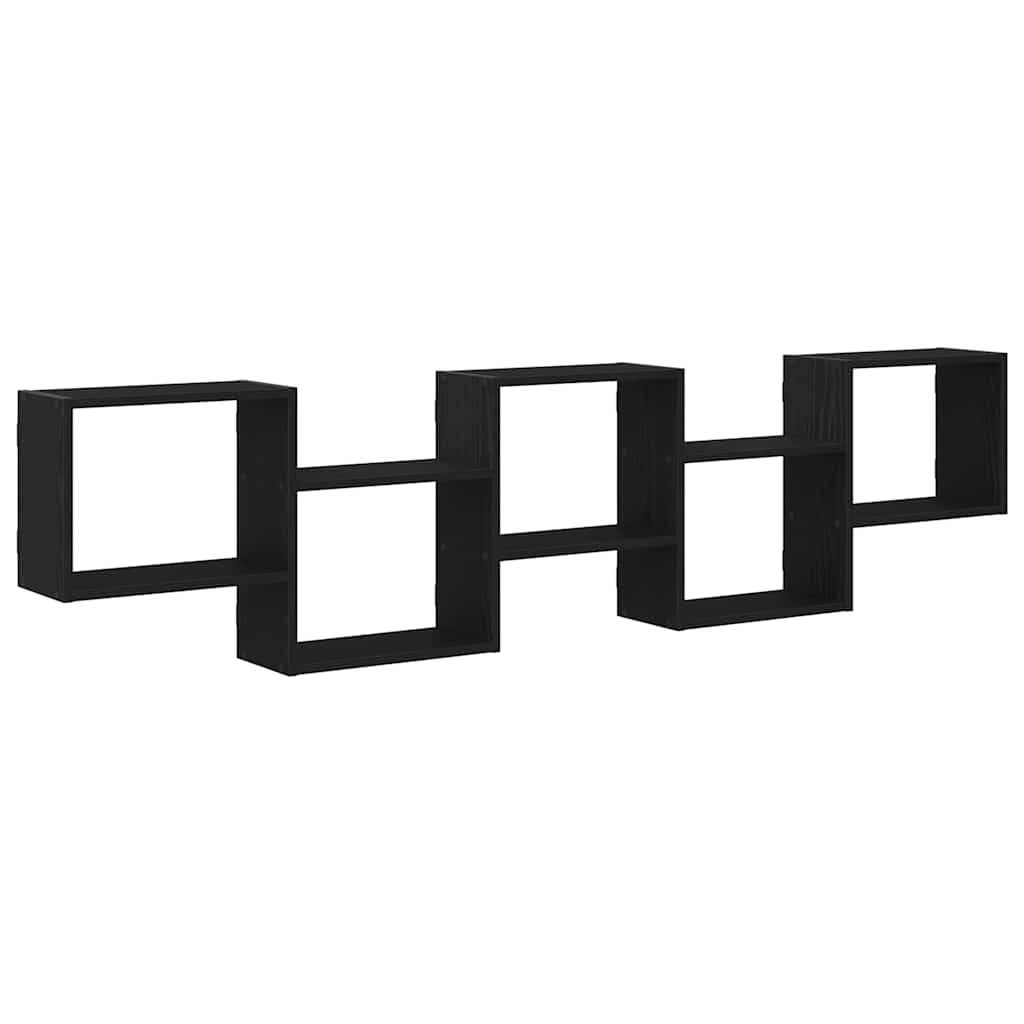 vidaXL Estante cubo de pared 5 compartimentos madera ingeniería negro