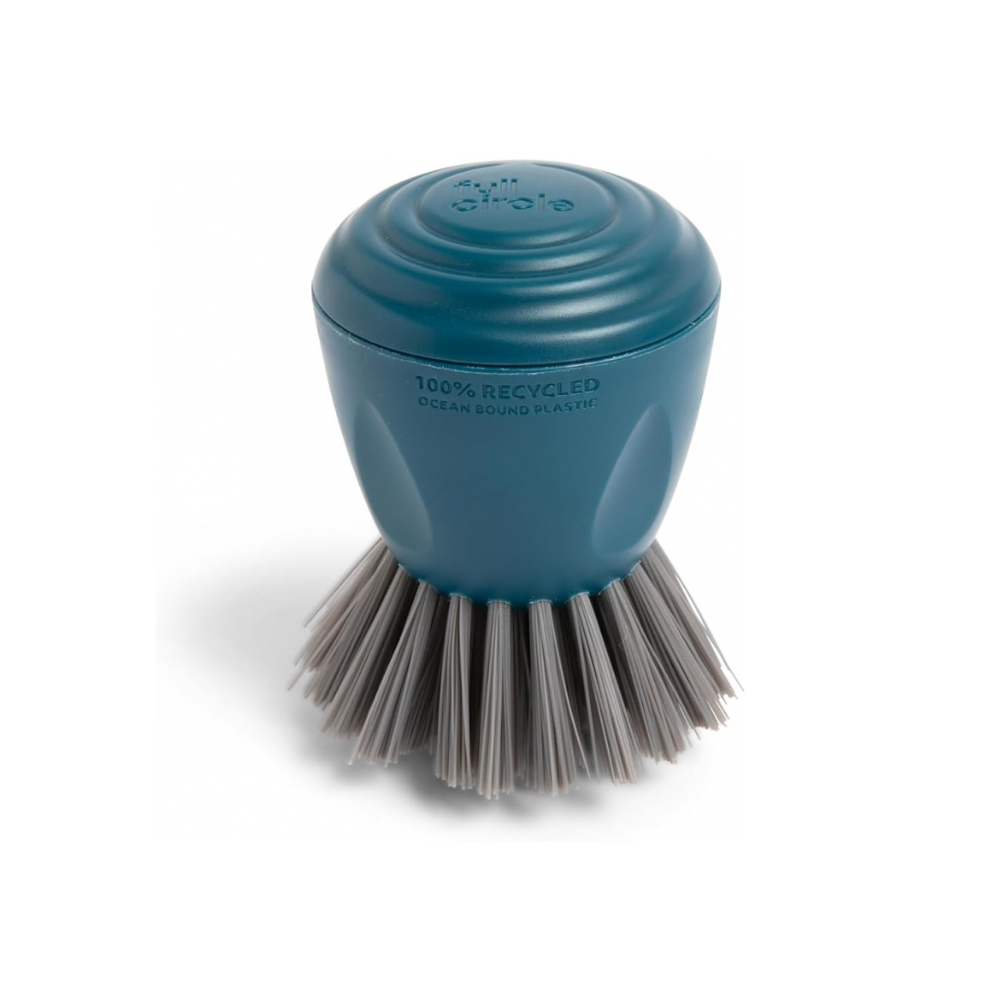 Anakel Home Cepillo de Limpieza de Cocina Full Circle Clean Ocean, Hecho de Redes de Pesca 100% Recicladas, Ergonómico y Suave con Antiadherentes, Color Verde Azulado, Cepillo de Palma